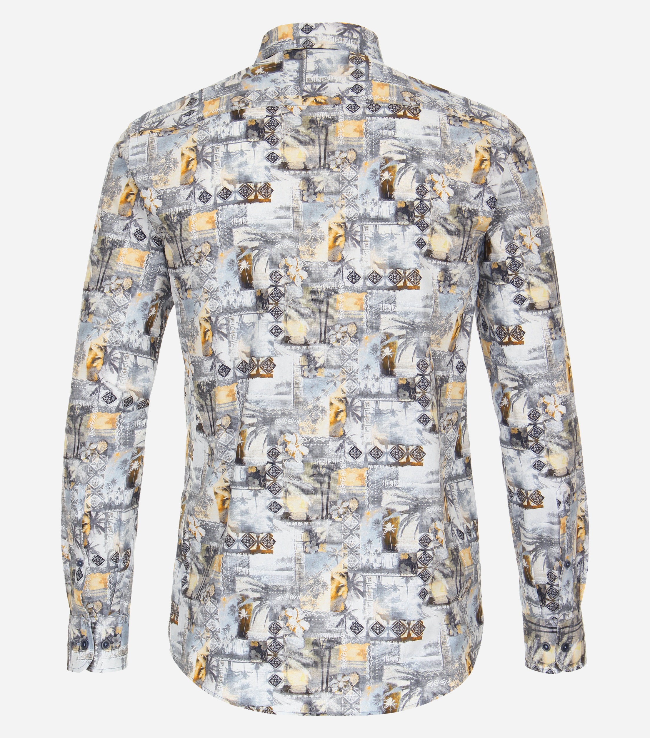 CASA MODA Sport casual fit overhemd, popeline, blauw dessin