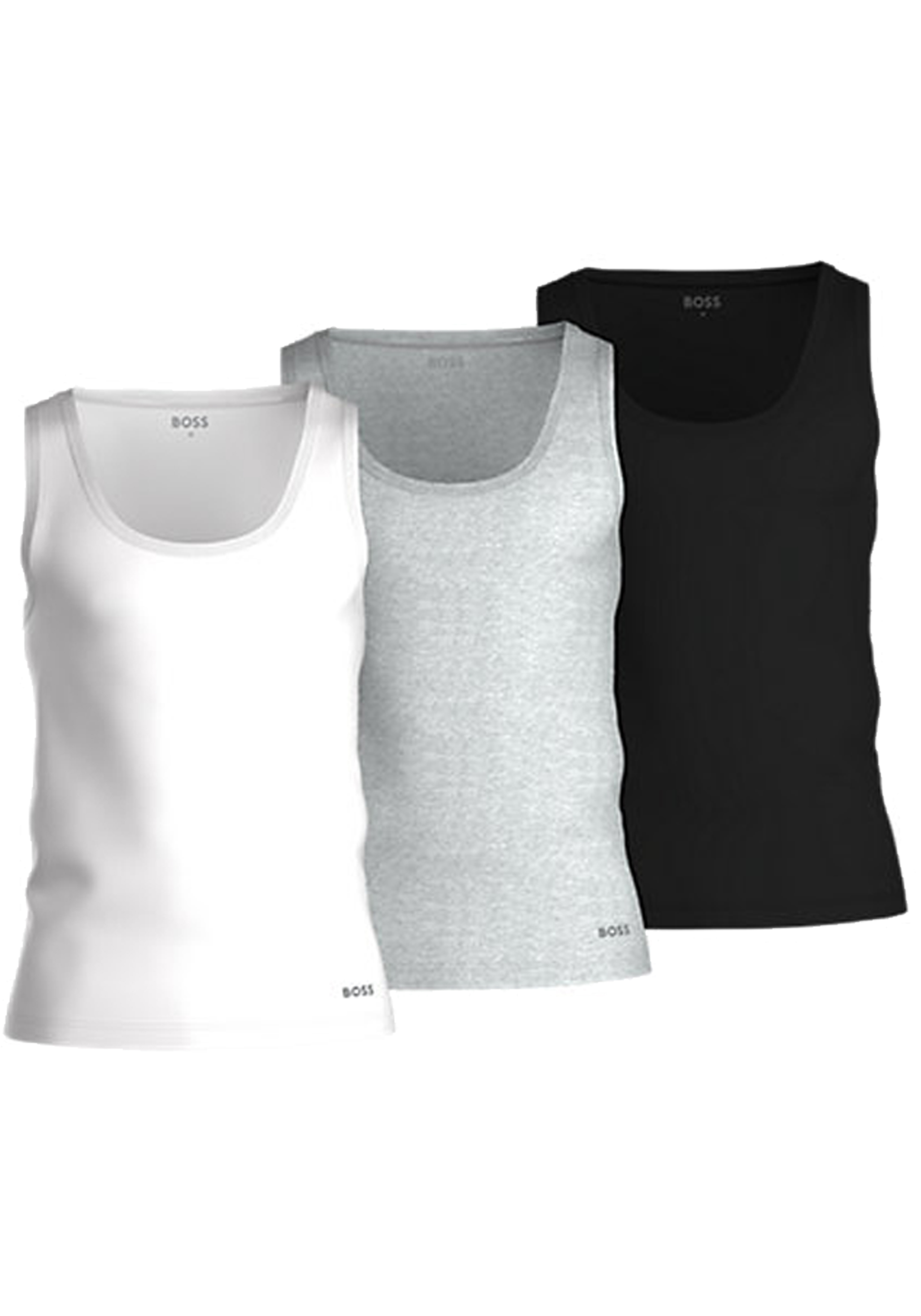 HUGO BOSS Classic Tanktops regular fit (3-pack), heren singlets O-hals, zwart, grijs en wit