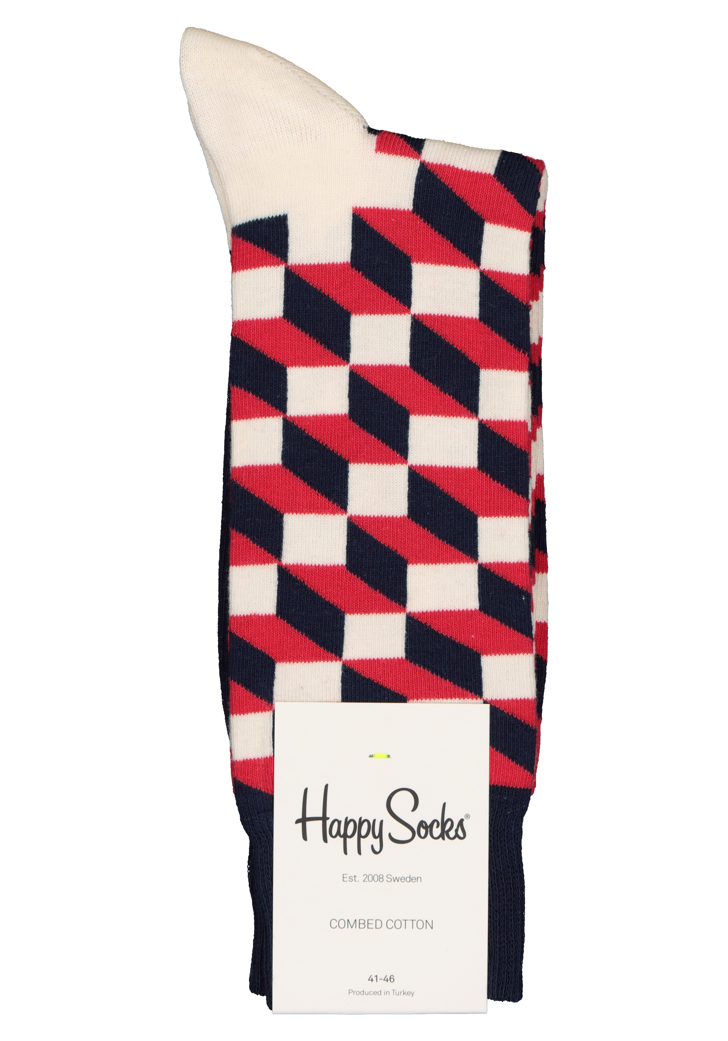 Happy Socks Filled Optic Sock, unisex sokken, rood-wit-blauw 