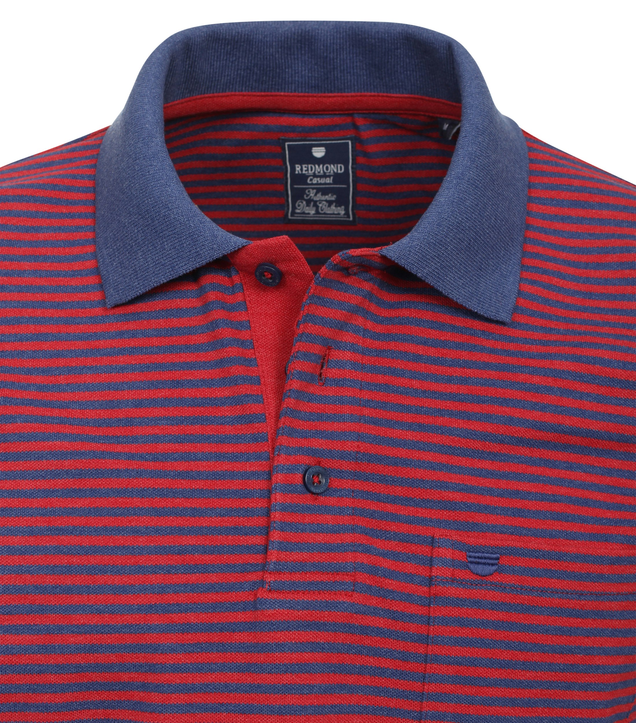 Redmond regular fit heren polo, pique, rood gestreept - 241420900-50