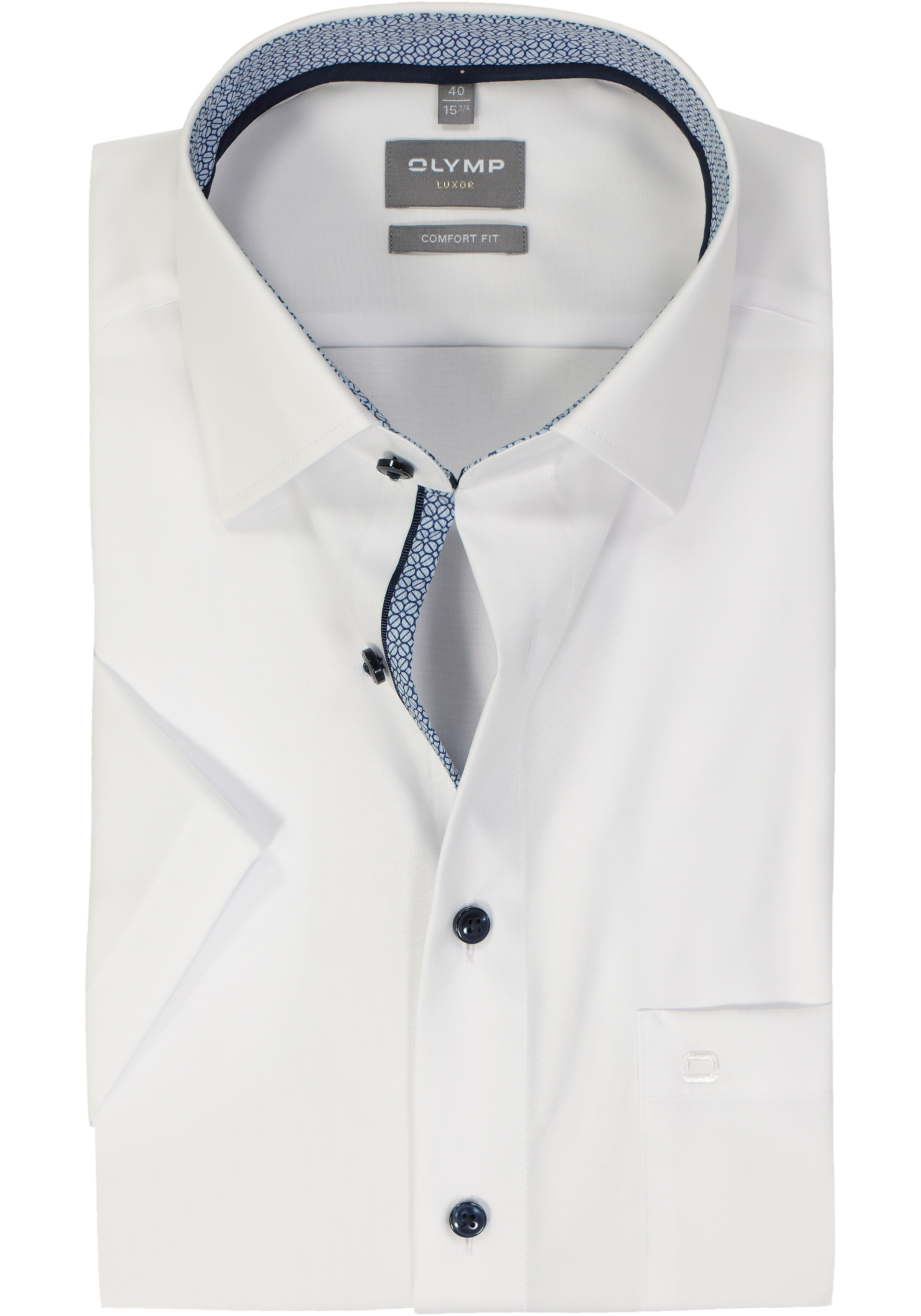 OLYMP Luxor comfort fit overhemd, korte mouw, popeline, wit