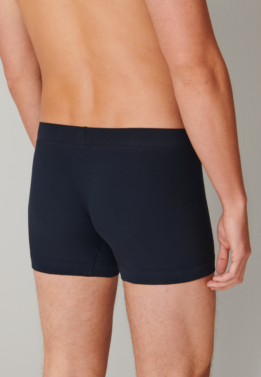 SCHIESSER Retro Rib boxer (1-pack), heren short dubbelrib biokatoen donkerblauw