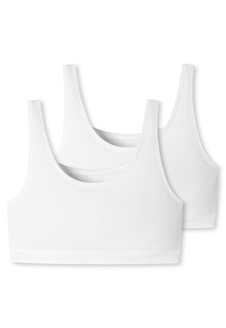 SCHIESSER 95/5 bralette (-pack), dames bustier in dubbelpack, zonder cups in biologisch katoen wit