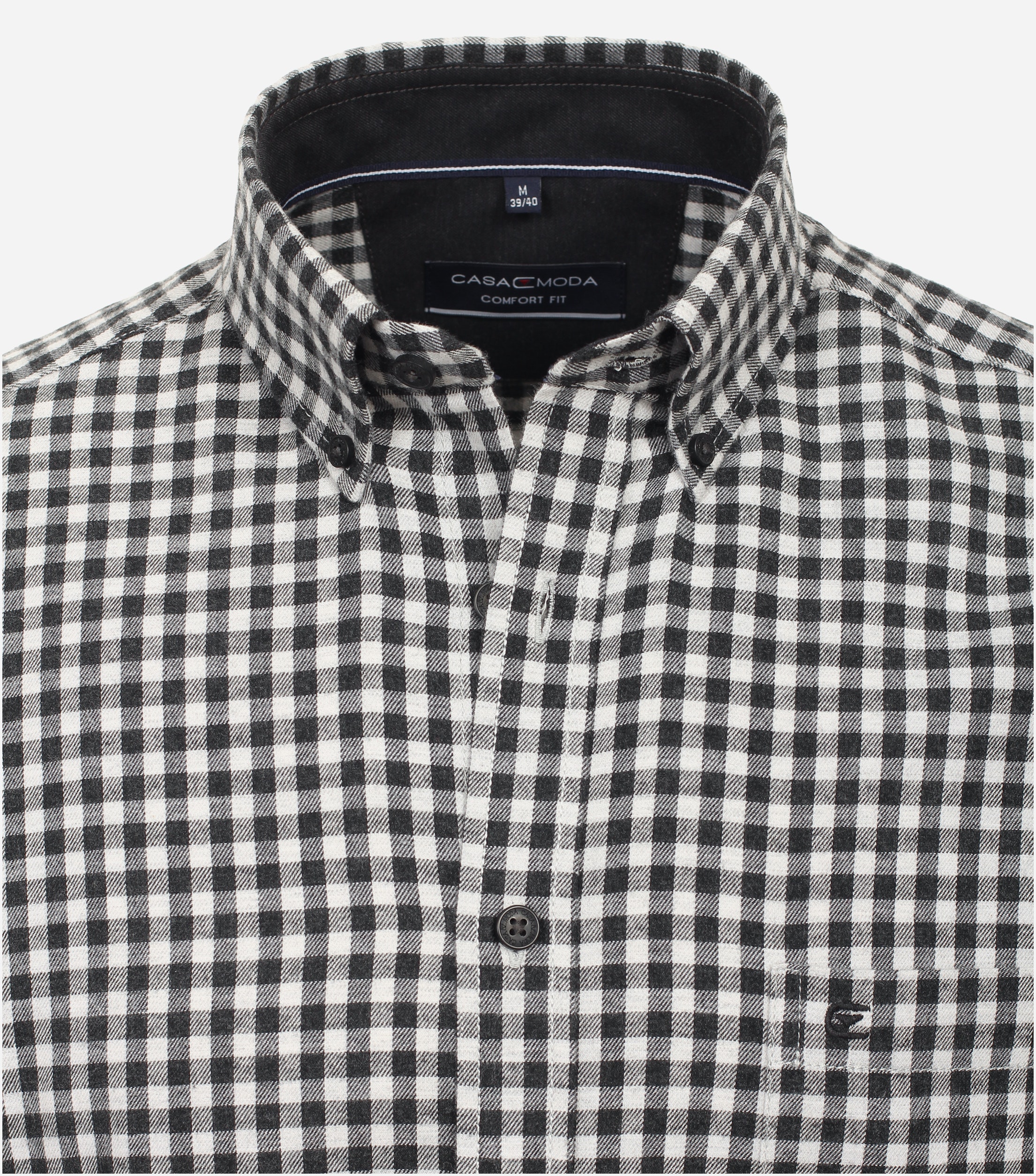 CASA MODA Sport comfort fit overhemd, flanel, antraciet geruit