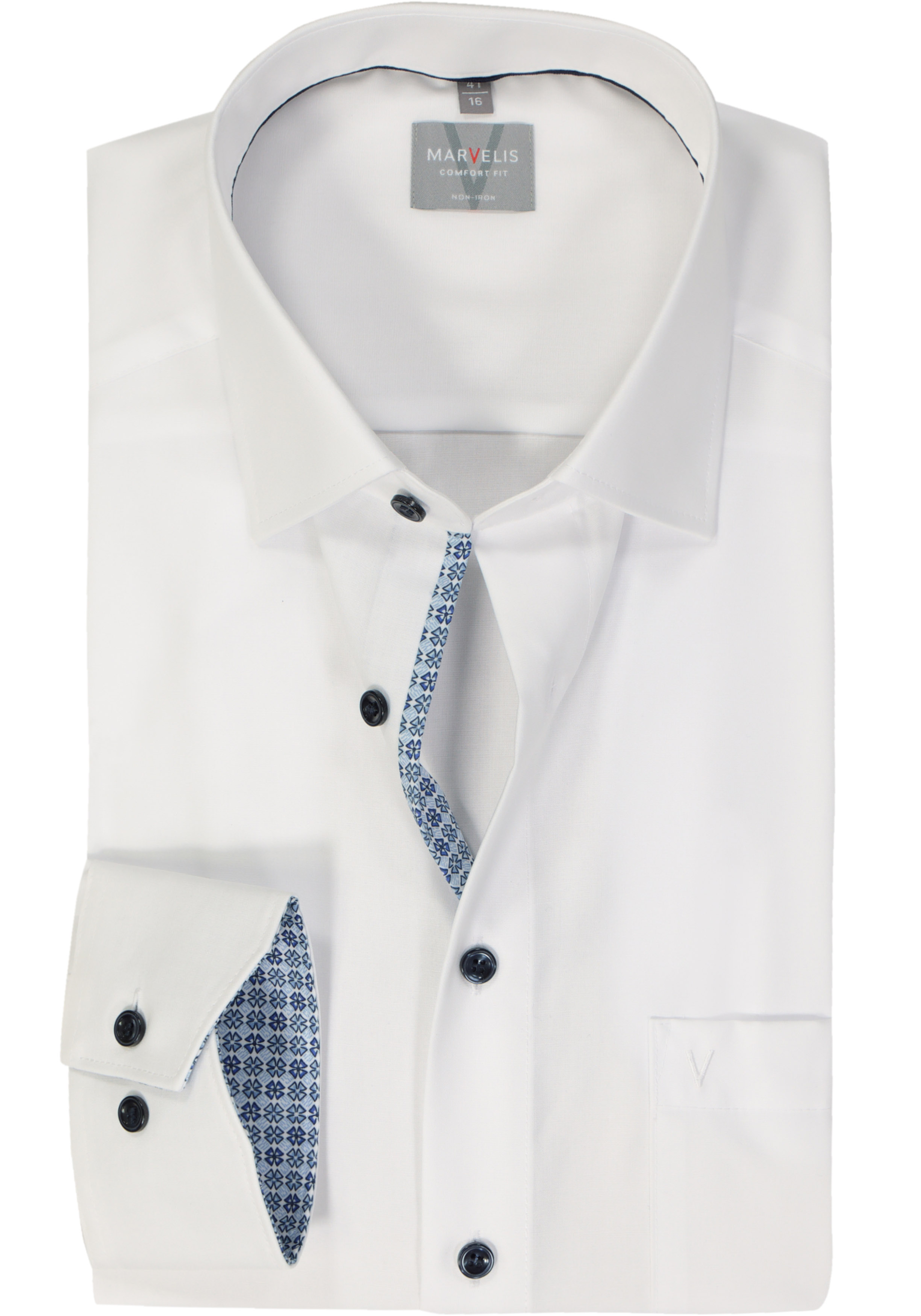 MARVELIS comfort fit overhemd, popeline, wit
