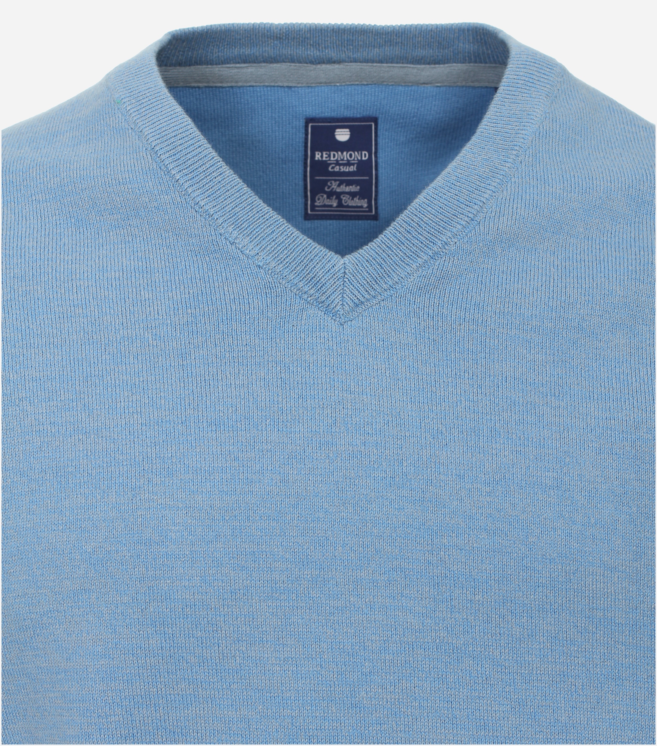 Redmond heren trui katoen, V-hals, blauw (middeldik)