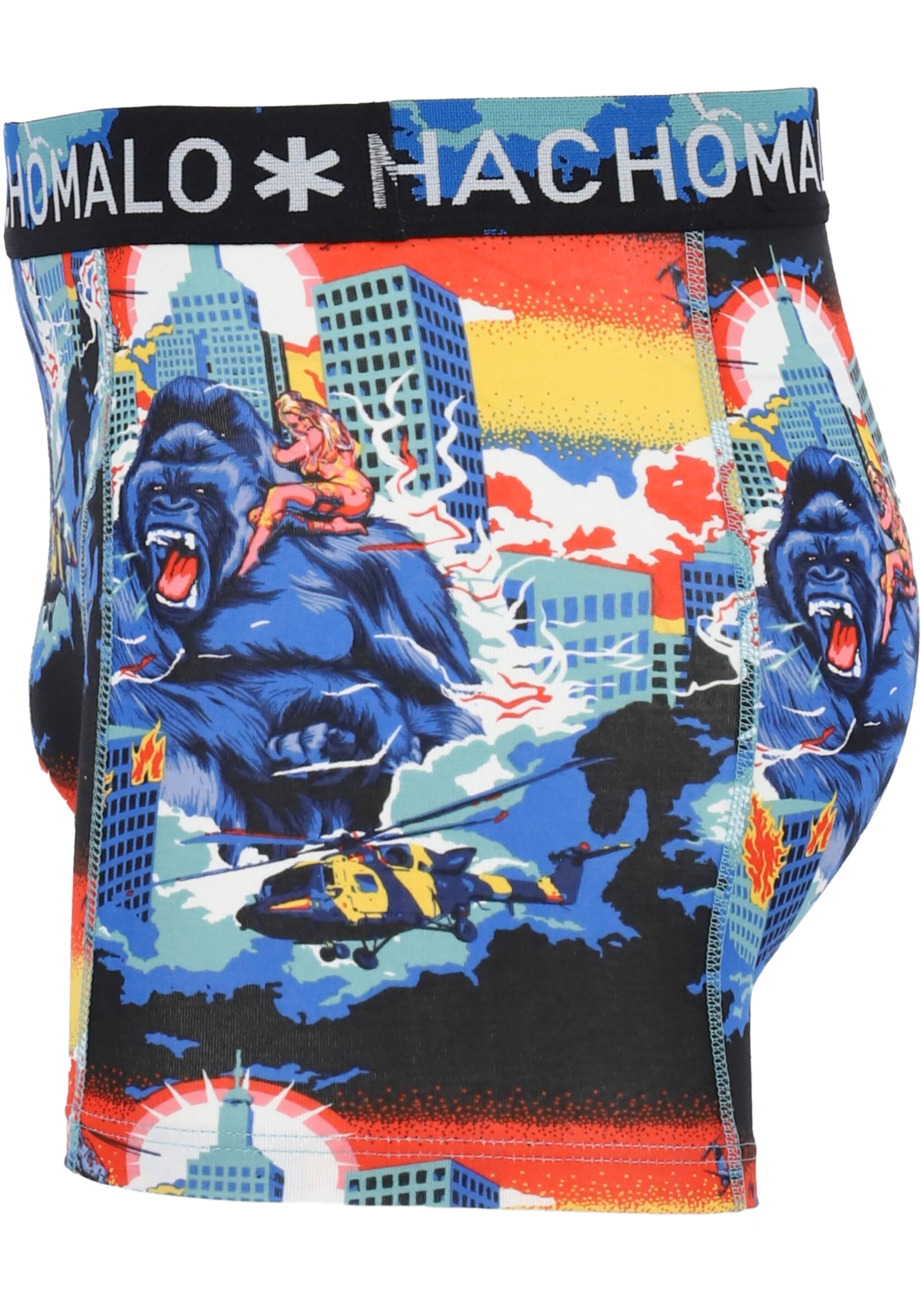 Muchachomalo heren boxershorts (4-pack), shorts King Kong Cuban Link, print, blauw, zwart