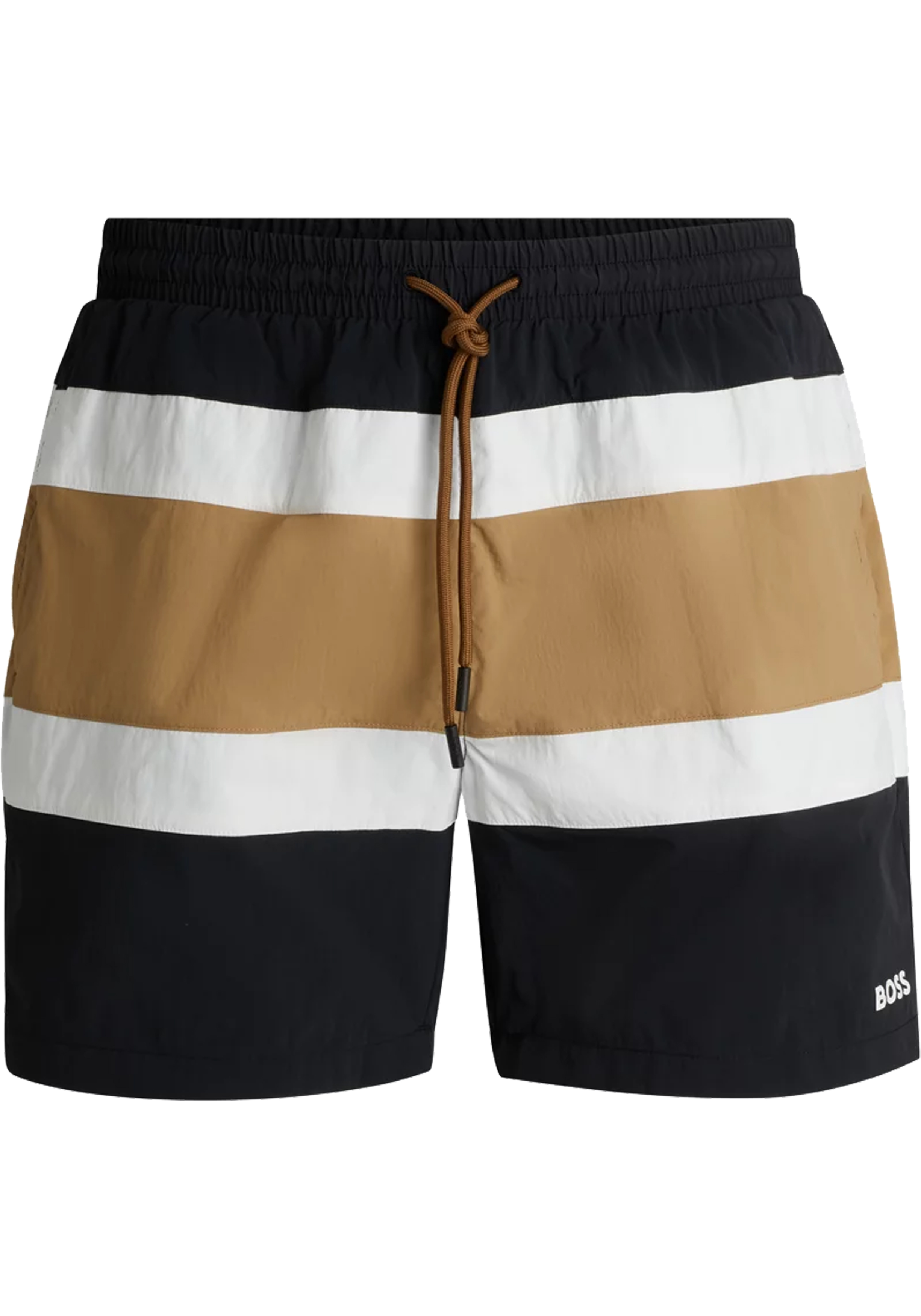 HUGO BOSS Rico swim shorts, heren zwembroek, zwart met beige en wit gestreept