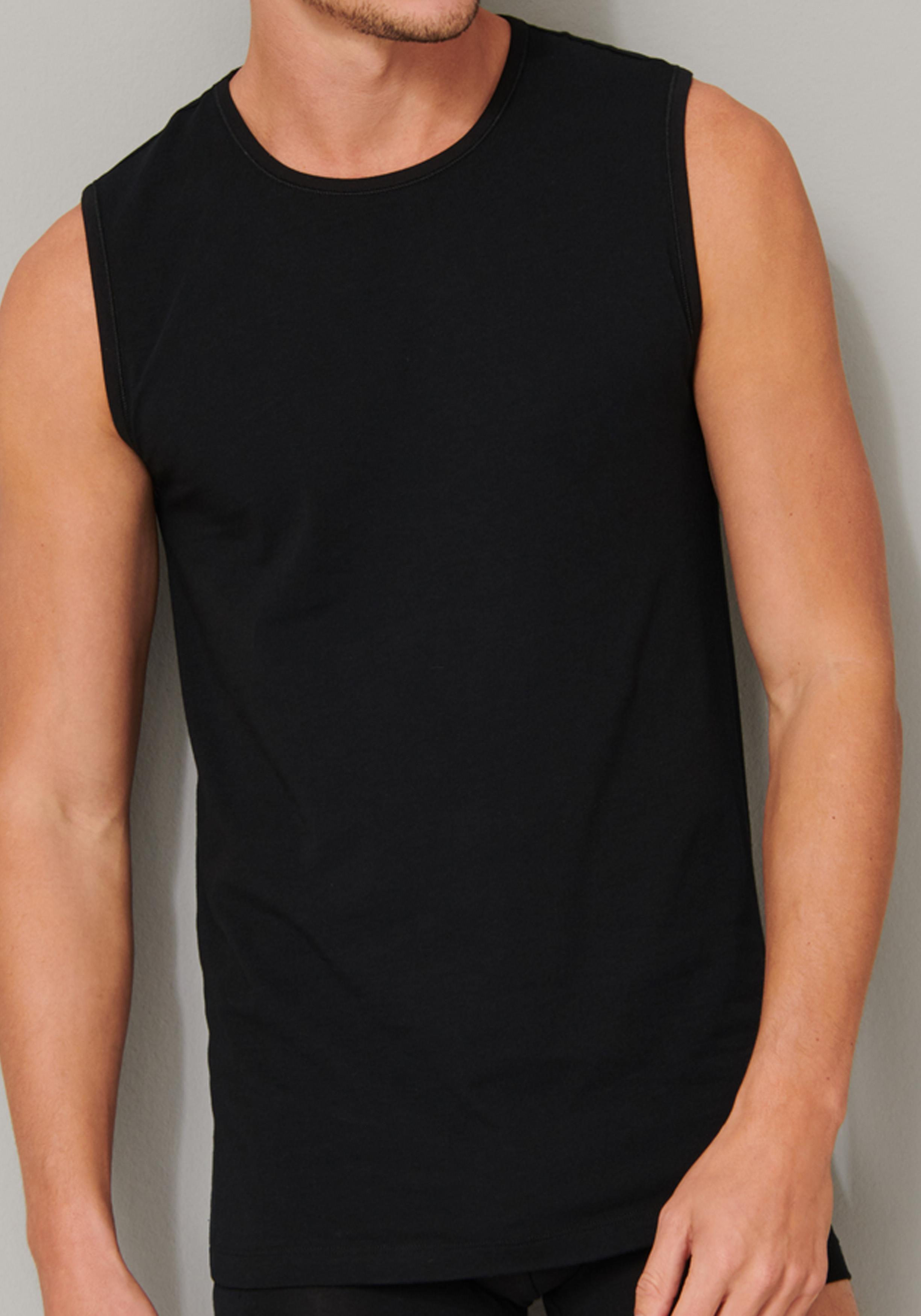 SCHIESSER 95/5 tanktops (2-pack), O-hals, zwart