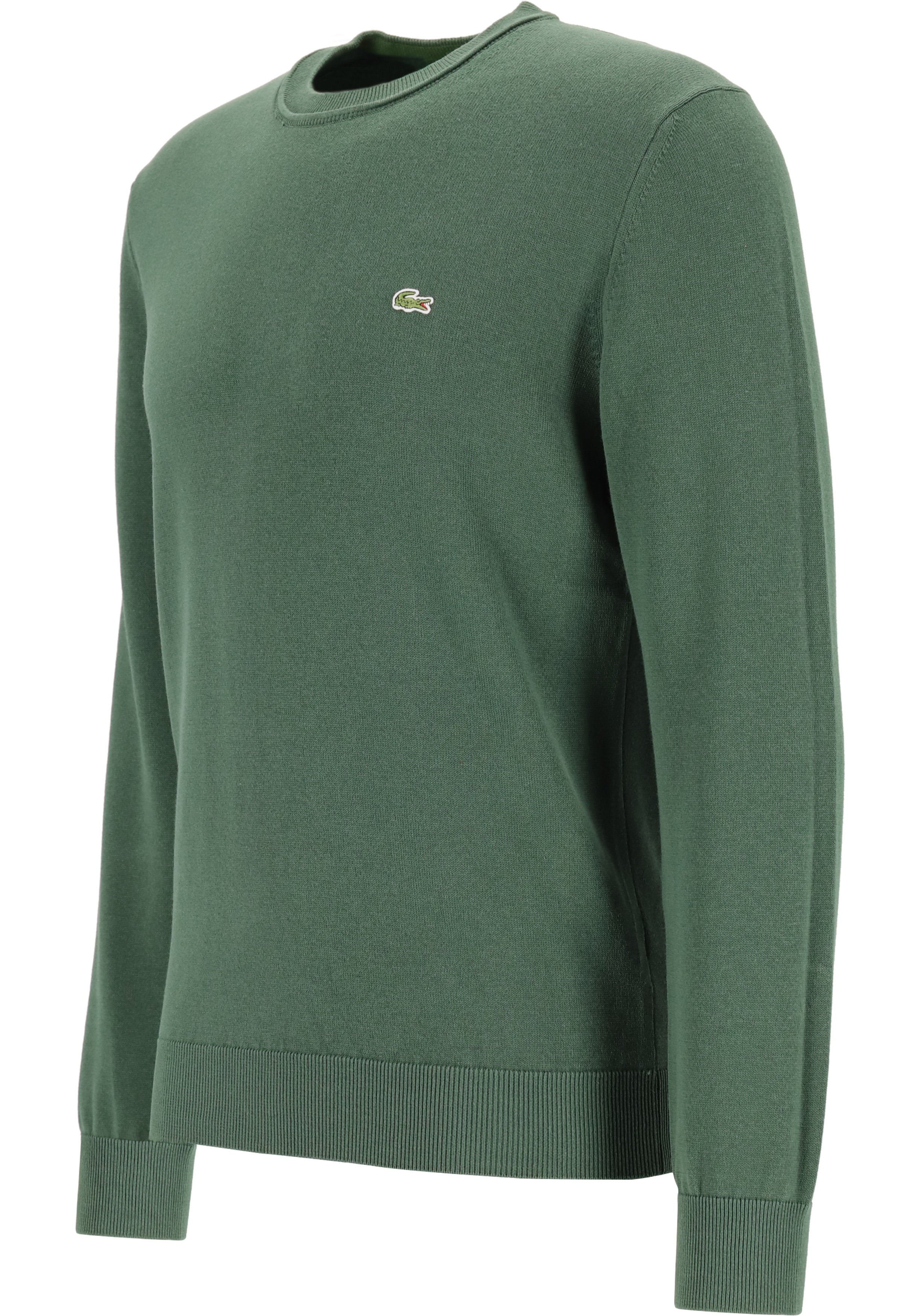 Lacoste trui katoen O-hals, gebreide heren trui, tuin groen