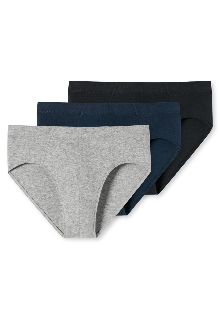 SCHIESSER 95/5 slip (3-pack), heren supermini biologisch katoen grijs, blauw, zwart