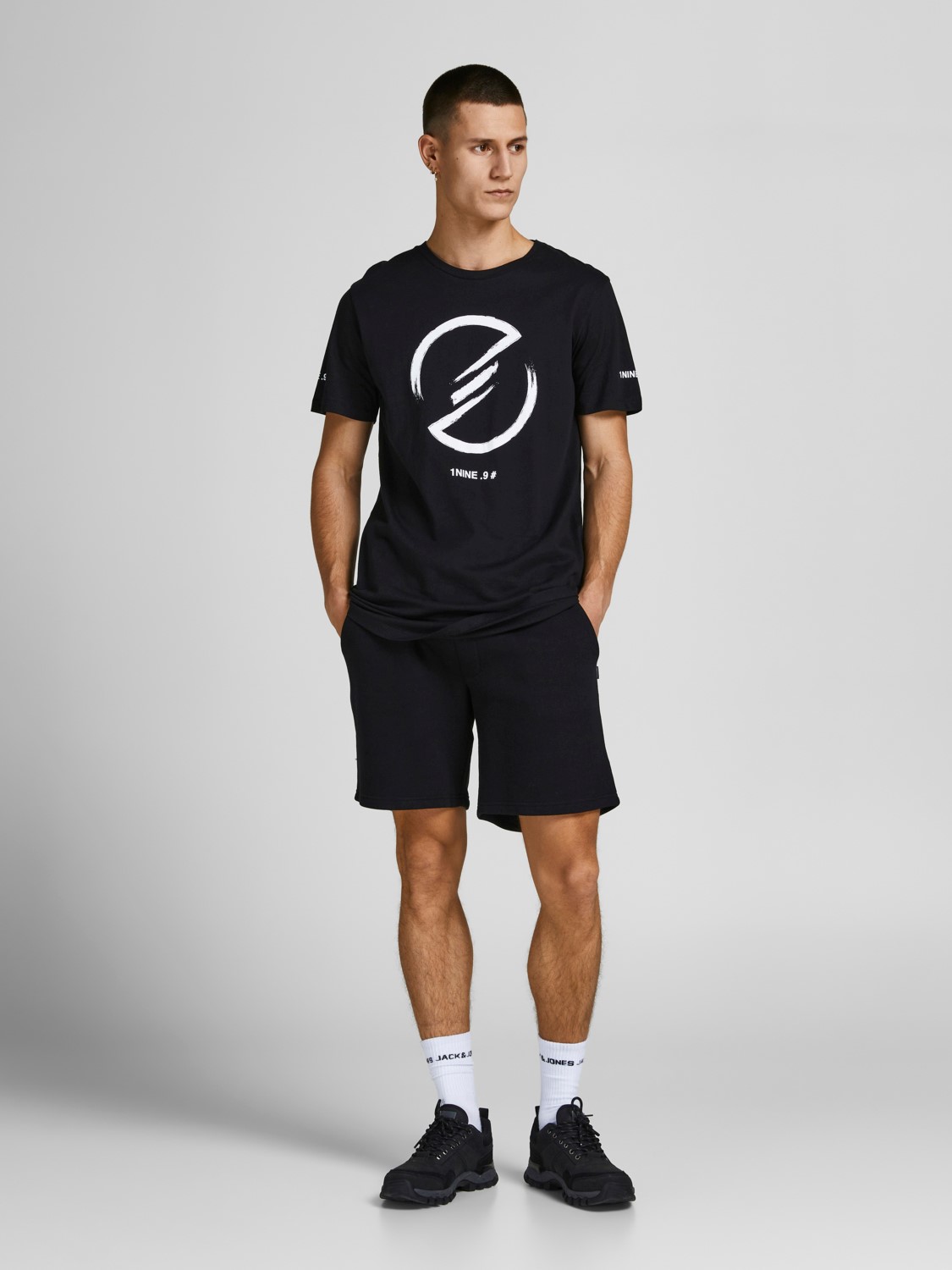 JACK & JONES Bradley Sweat Shorts loose fit, heren joggingbroek kort, zwart