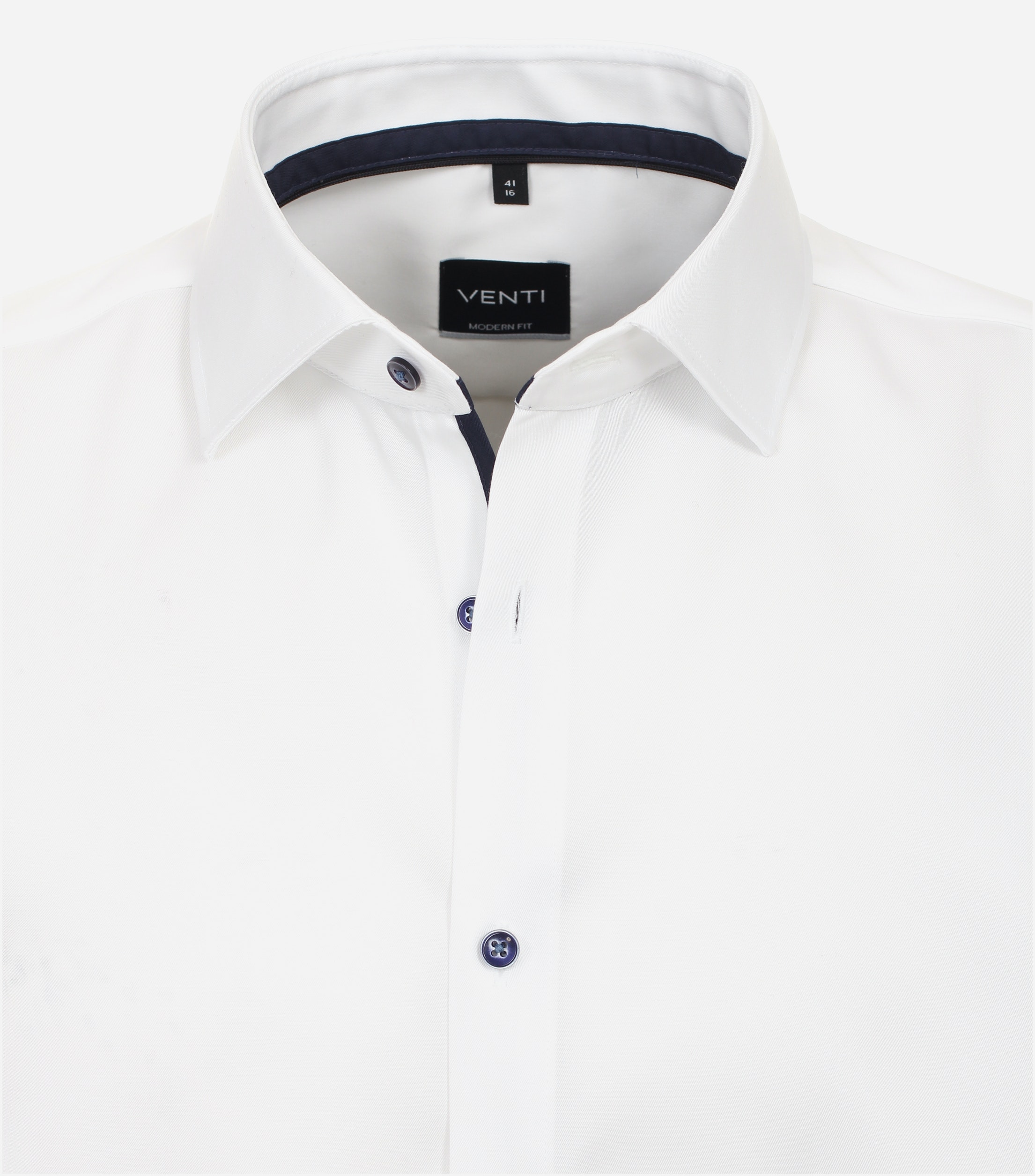VENTI modern fit overhemd, korte mouw, dobby, wit