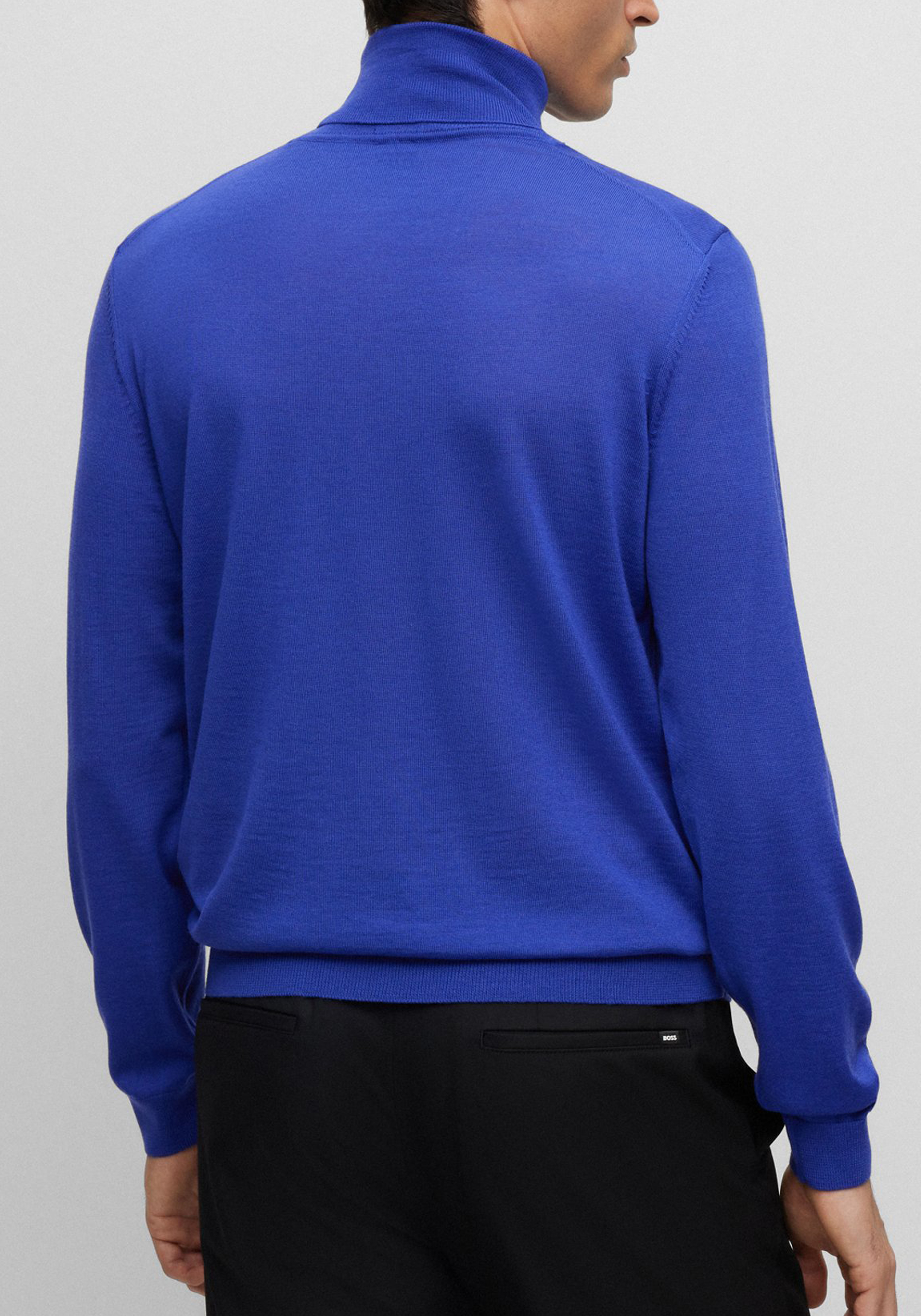 BOSS Musso slim fit trui wol, heren coltrui, donkerpaars