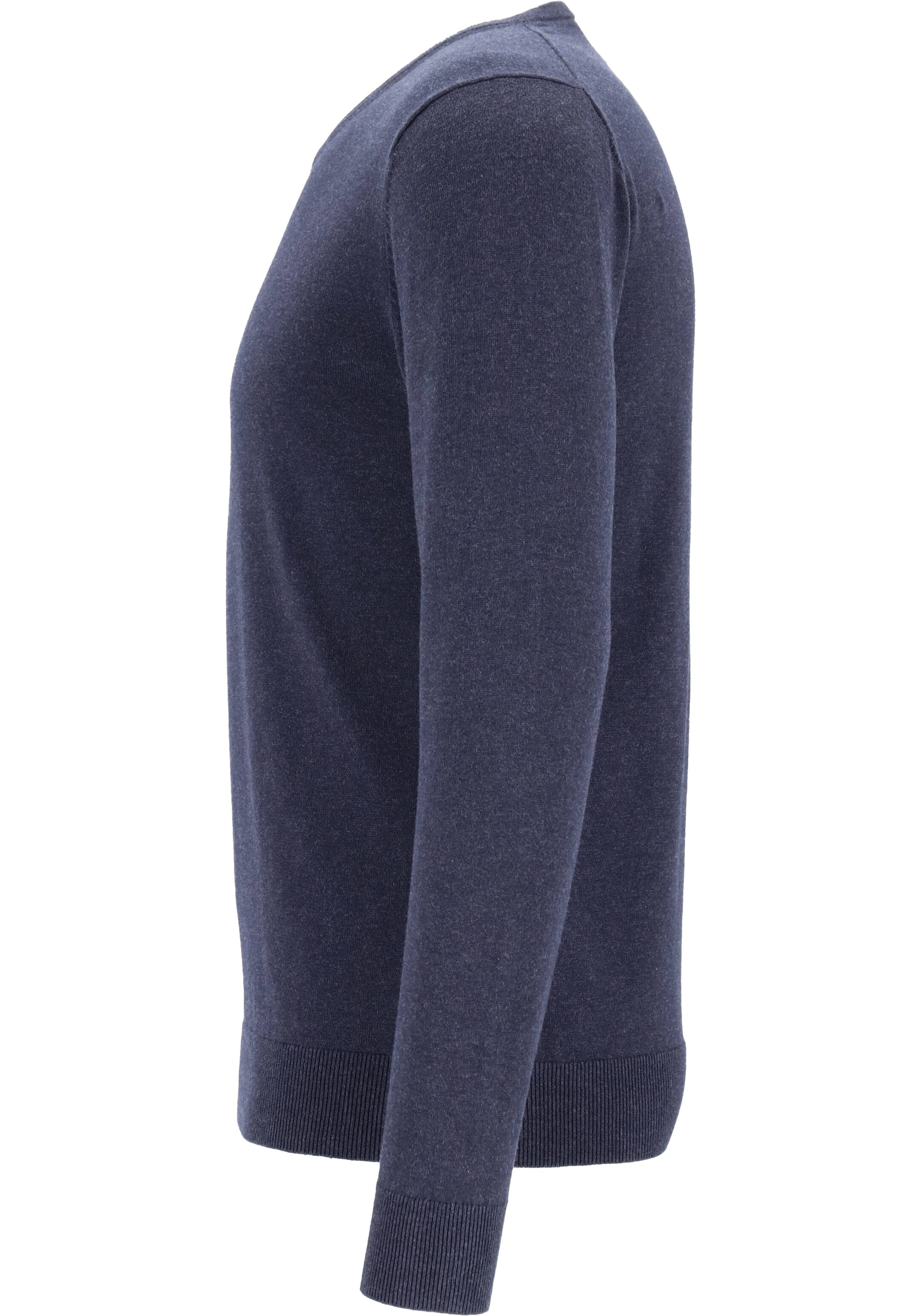 Michaelis heren trui katoen, slim fit met V-hals, marine blauw