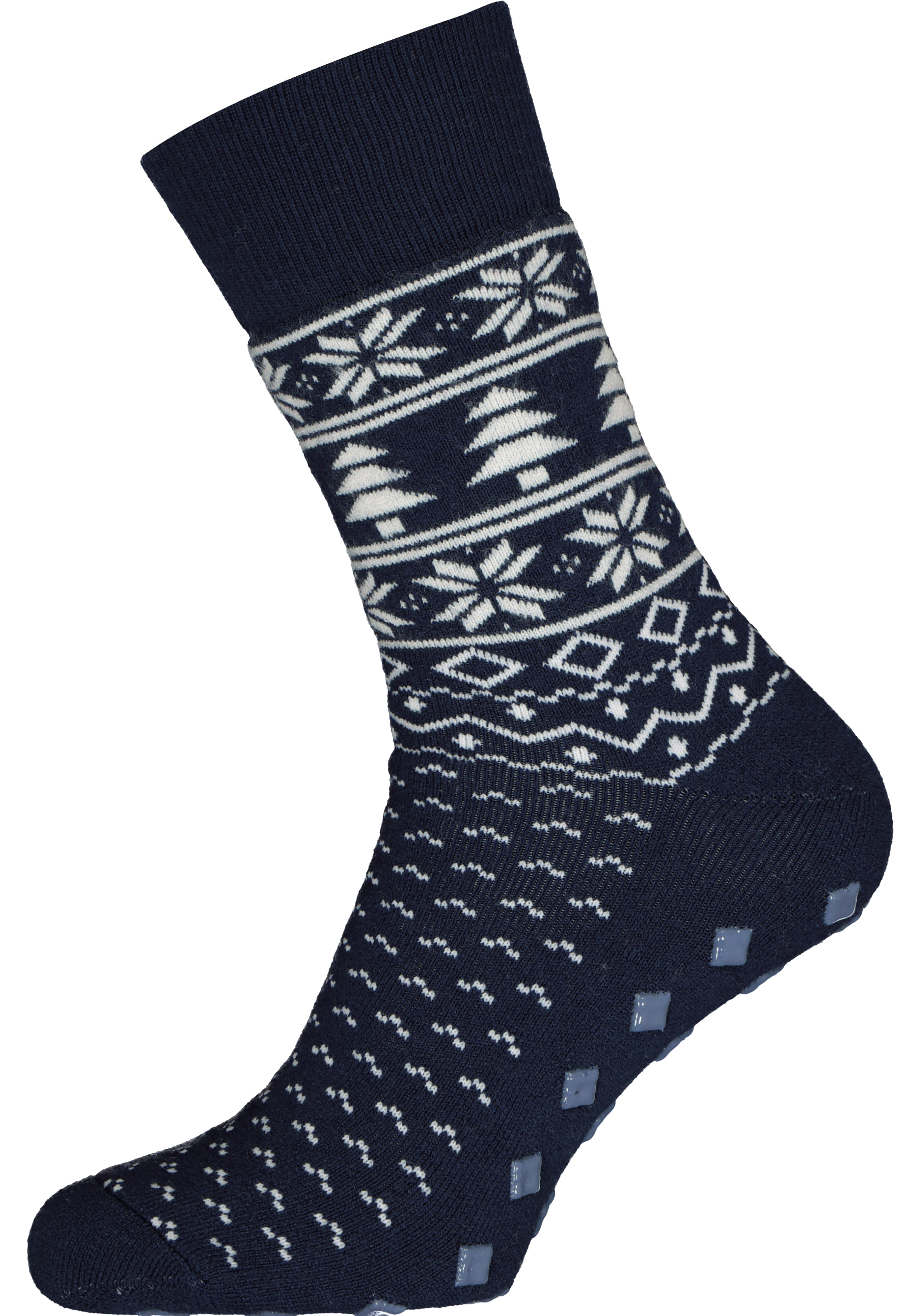 Burlington Homepads Fair Isle cadeau, huissokken winter, blauw met wit in cadeauverpakking