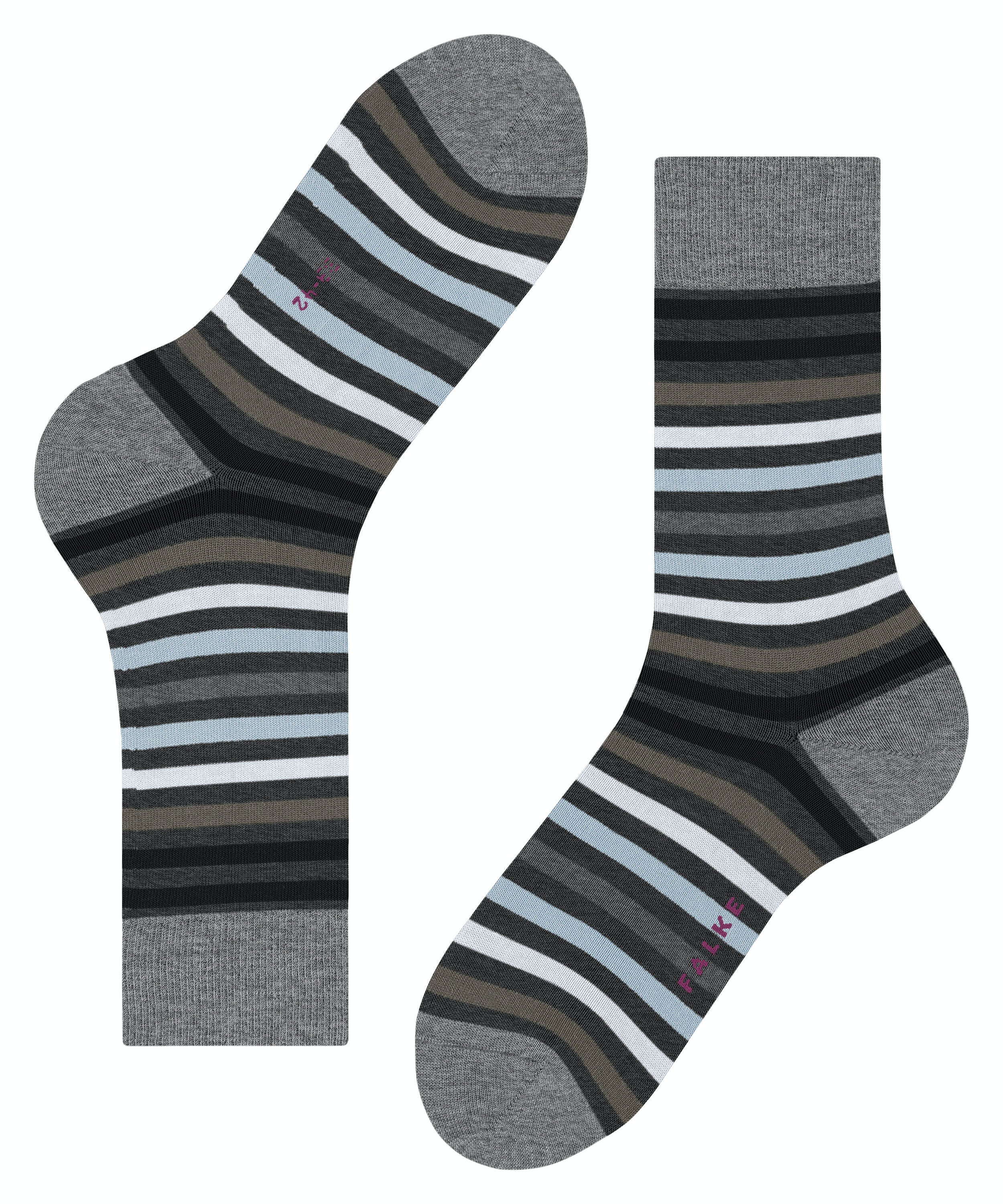 FALKE Tinted Stripe herensokken, antraciet grijs (asphalt mel.)