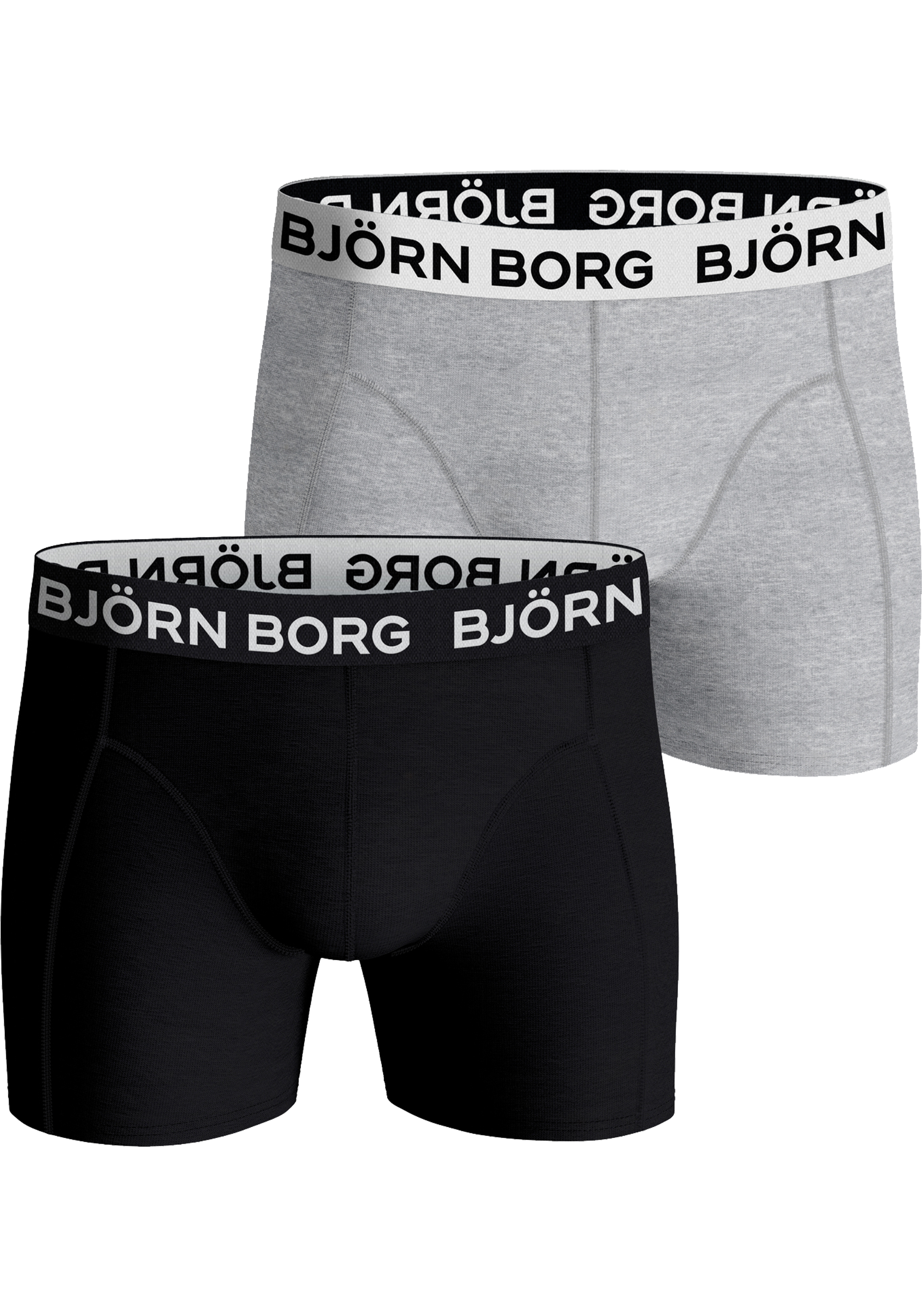 Bjorn Borg Cotton Stretch boxers, heren boxers normale lengte (2-pack), zwart en grijs