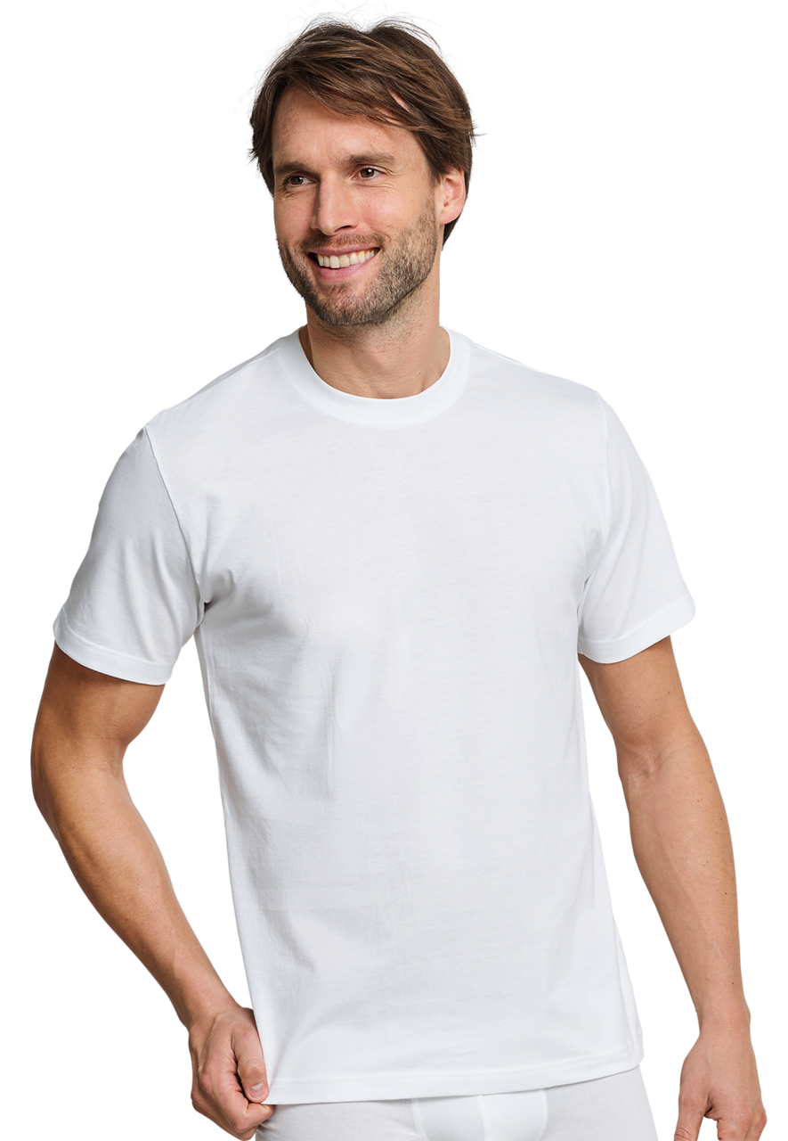 Schiesser Men's 4-Pack Crew Neck T-Shirts - Soft Everyday Basic Tees, White, Size S - View #9