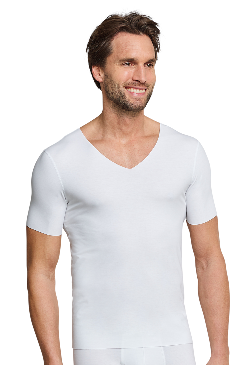 SCHIESSER Laser Cut T-shirt (1-pack), heren shirt korte mouwen wit