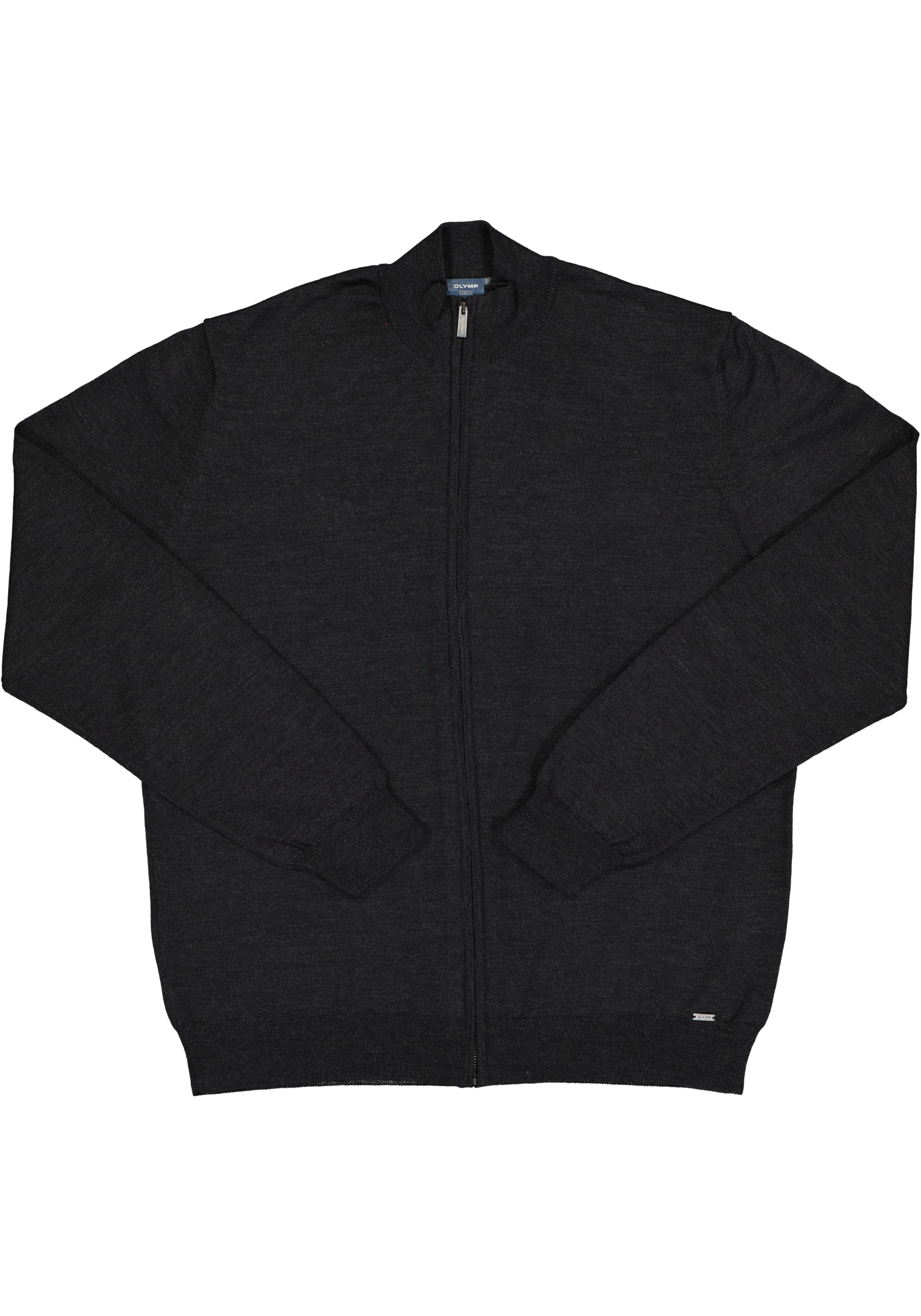 OLYMP modern fit vest wol, antraciet grijs met rits