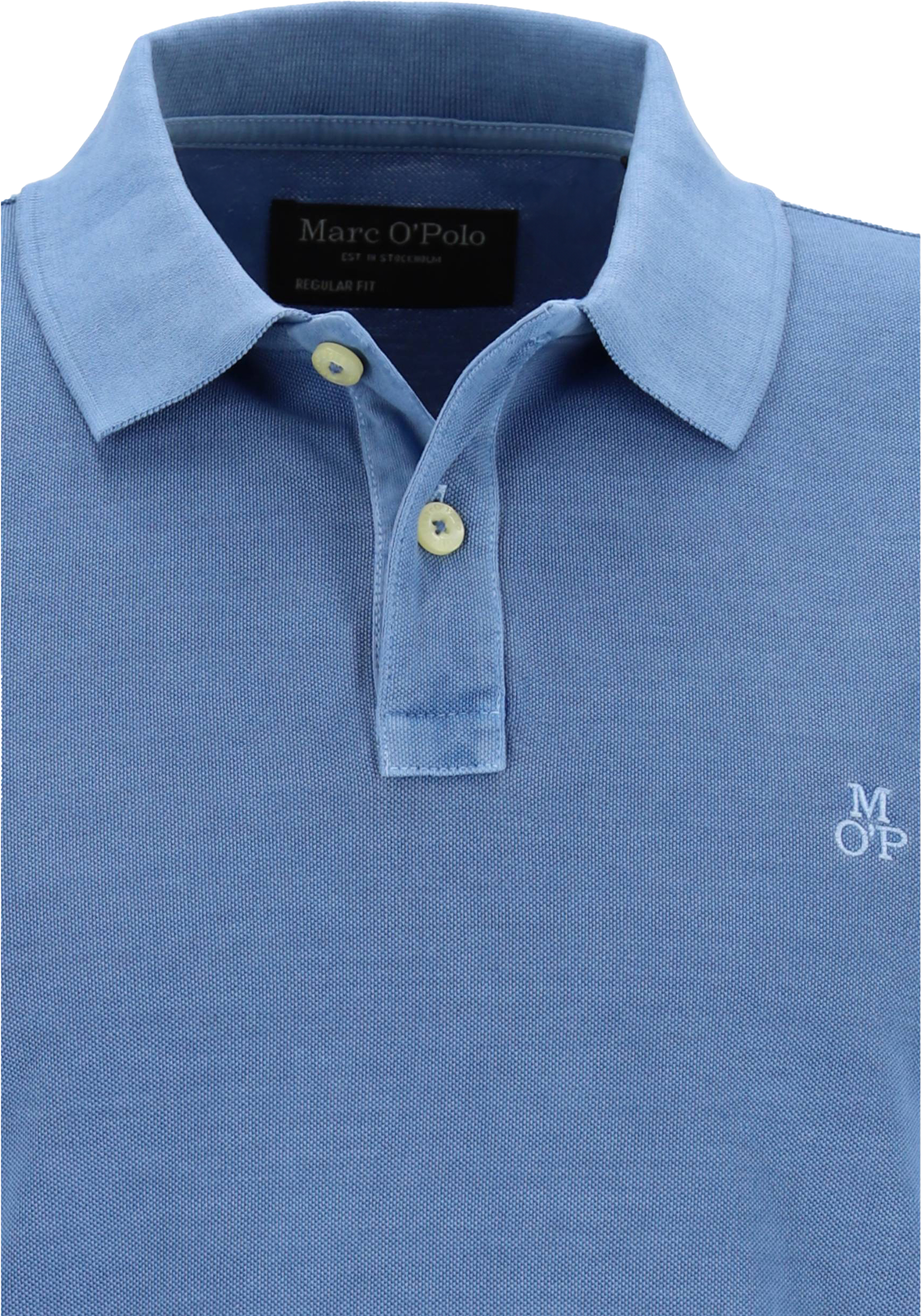 Marc O'Polo regular fit polo, heren poloshirt korte mouw, middenblauw