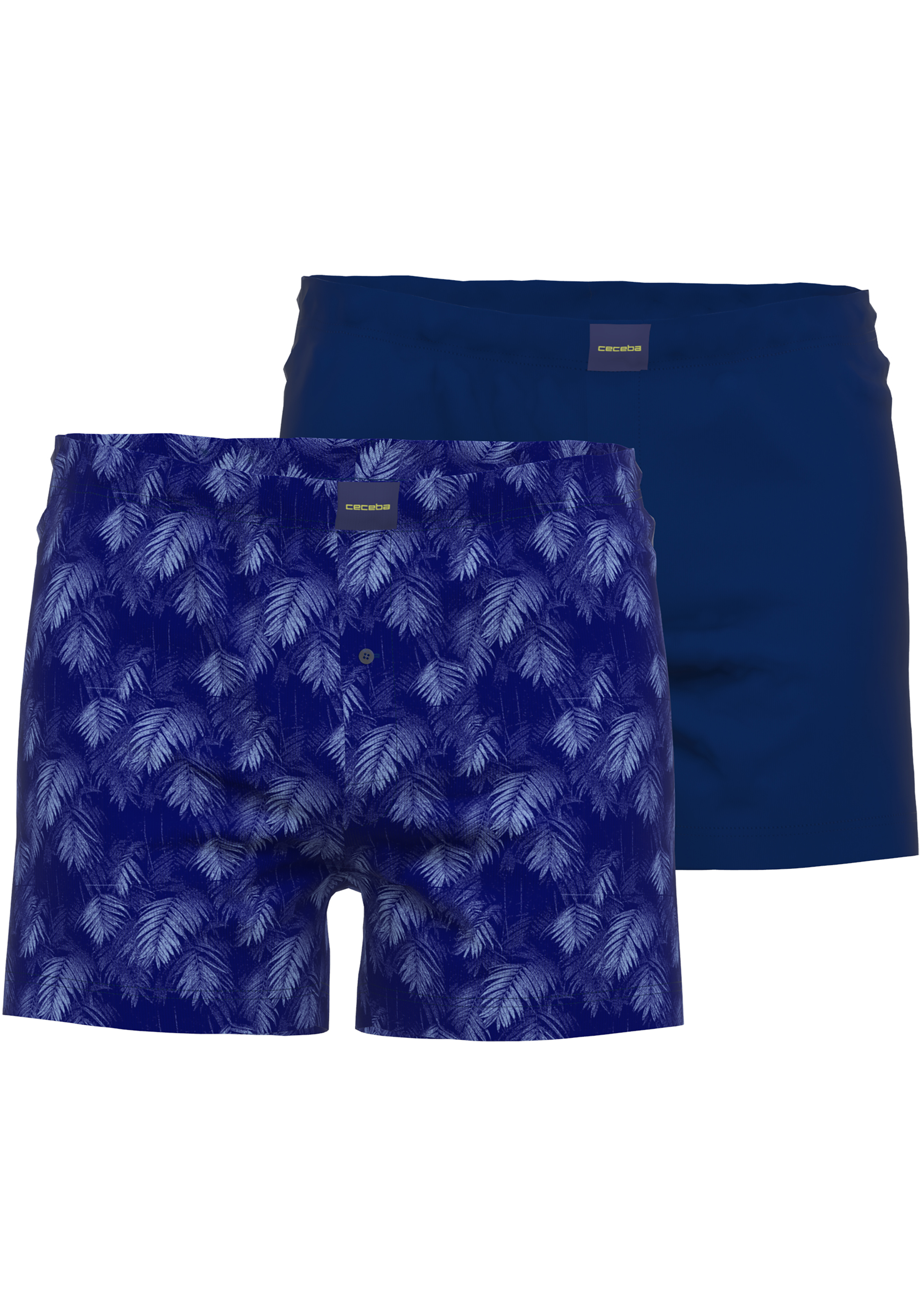 Ceceba heren boxershorts wijd model met gulp (2-pack), donkerblauw dessin