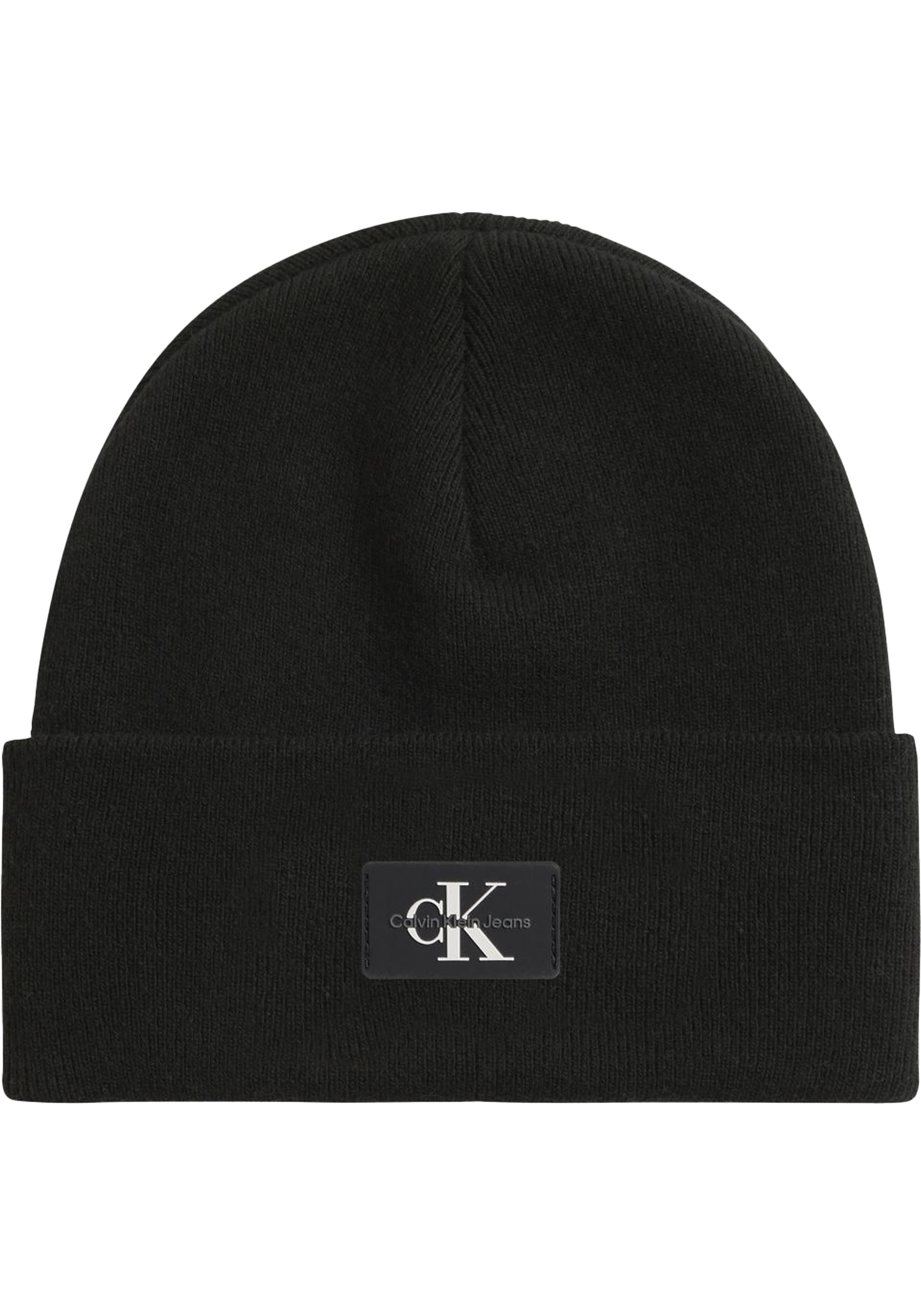 Calvin Klein muts, monologo patch non-rib beanie, zwart