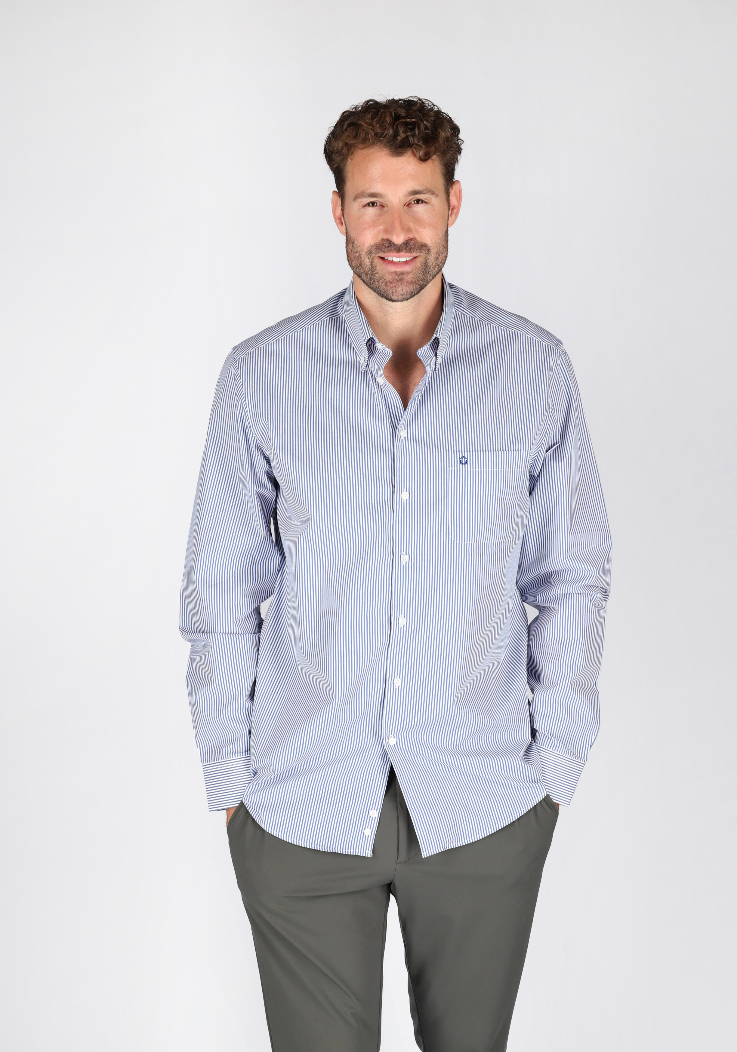 Ledub modern fit overhemd, donkerblauw