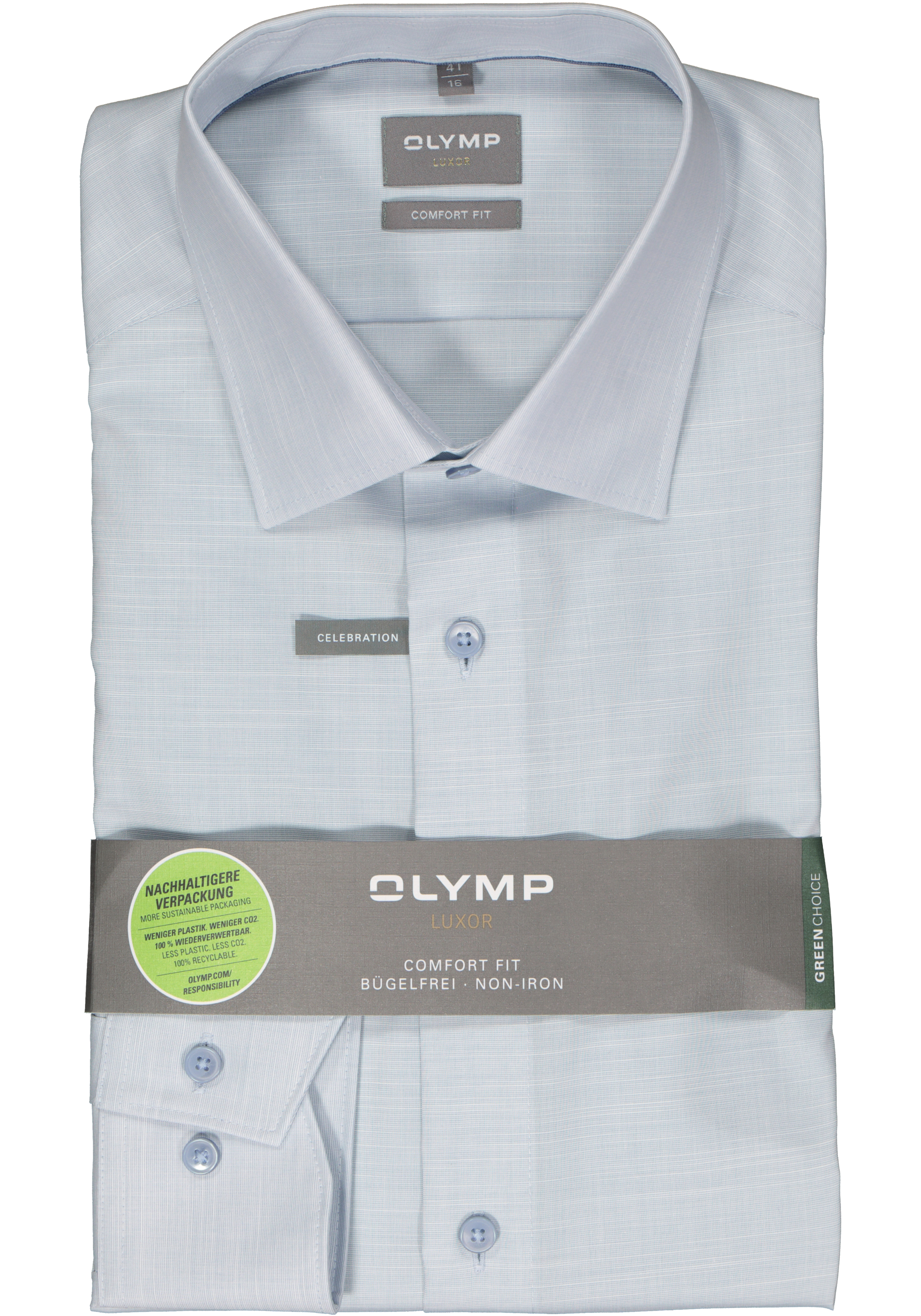 OLYMP comfort fit overhemd, structuur, lichtblauw