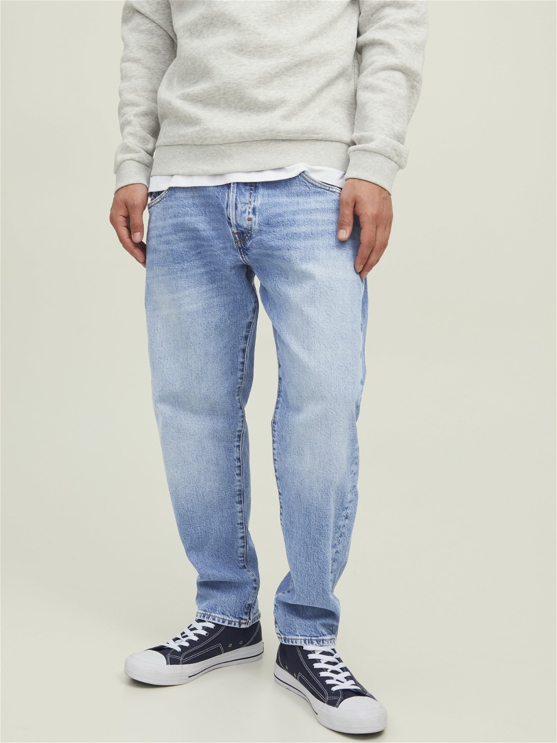 JACK & JONES Frank Leen Cropped relaxed fit, heren jeans, denimblauw