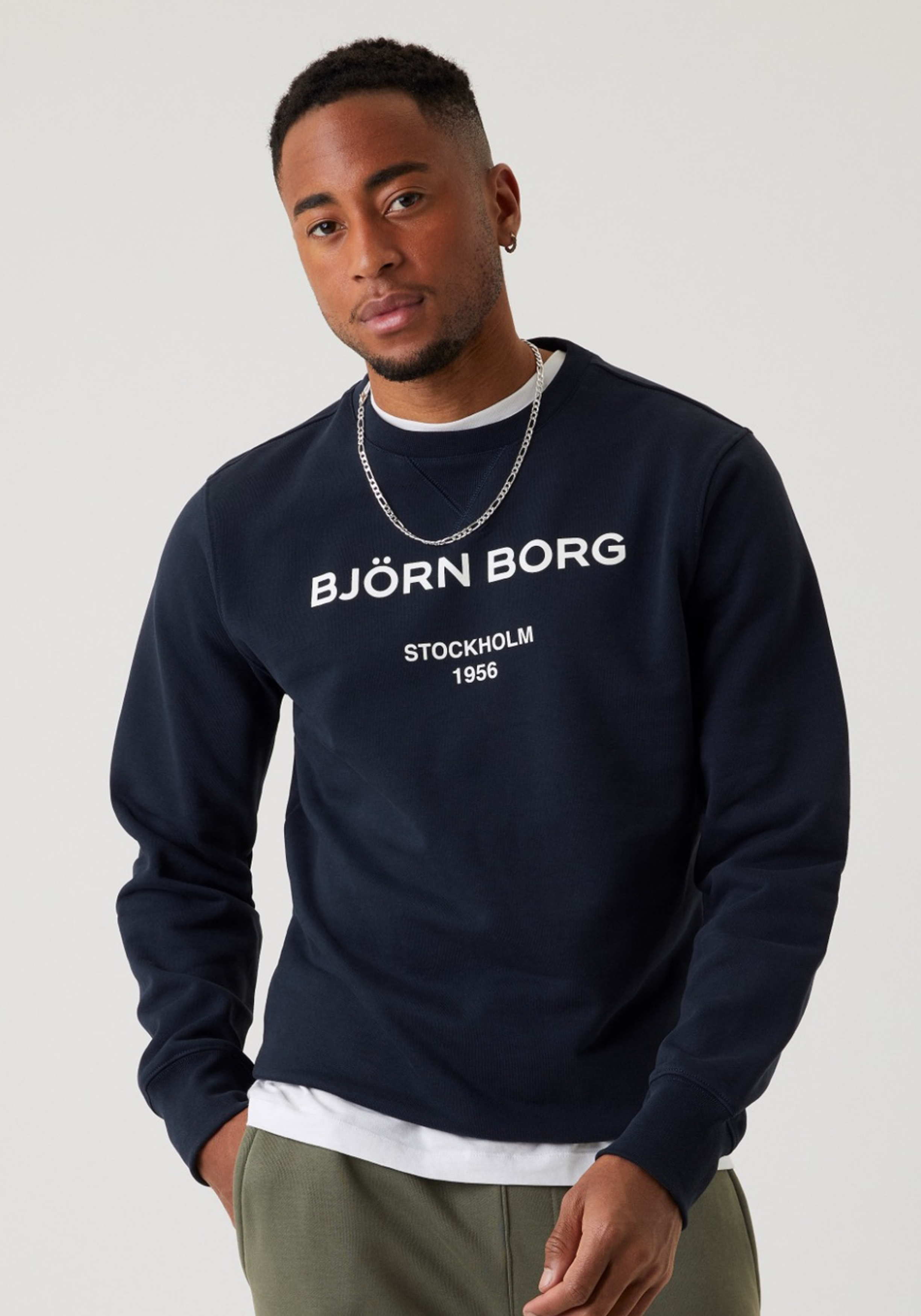 Bjorn Borg logo crew, blauw