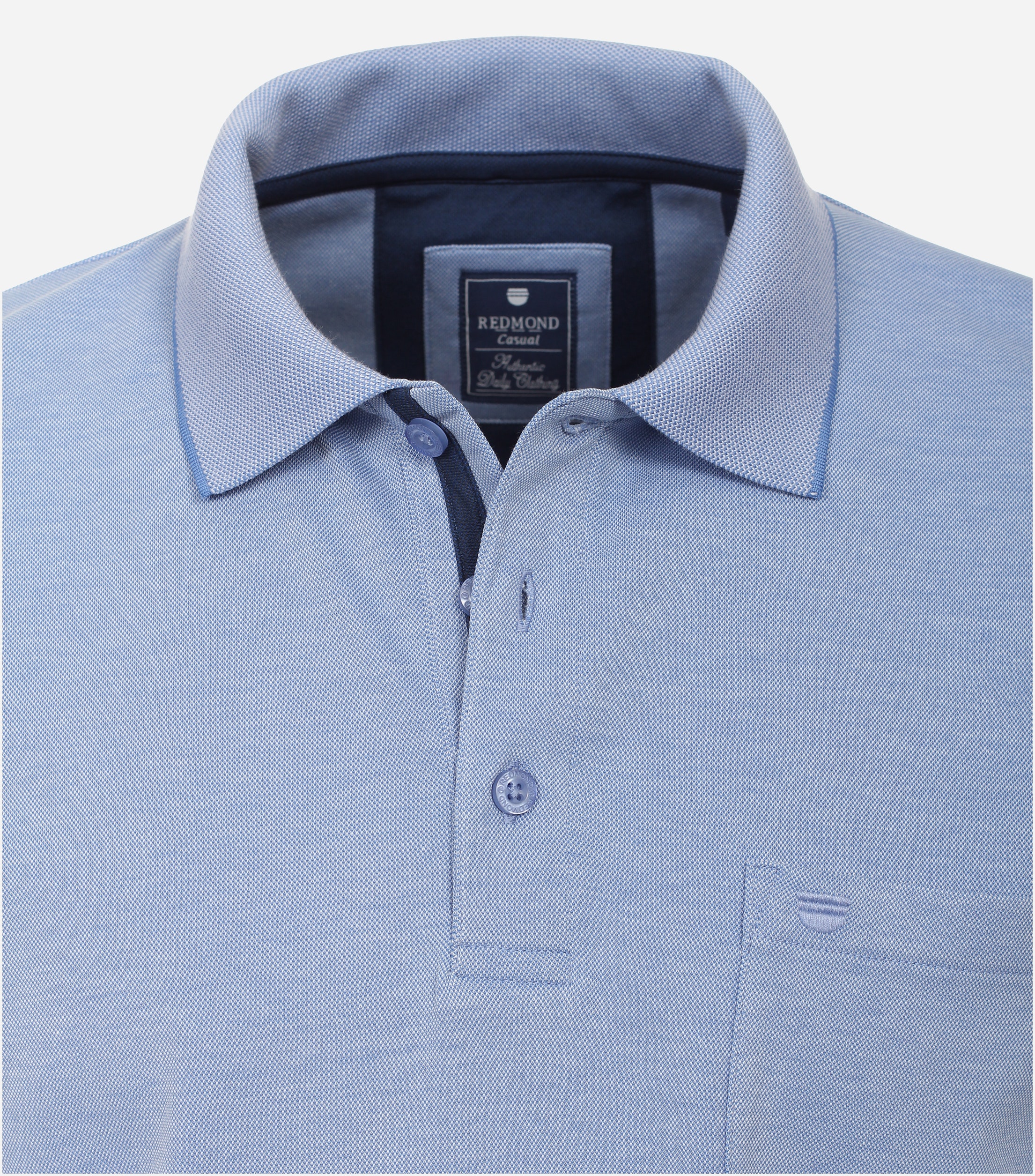 Redmond regular fit polo lange mouw, pique, blauw