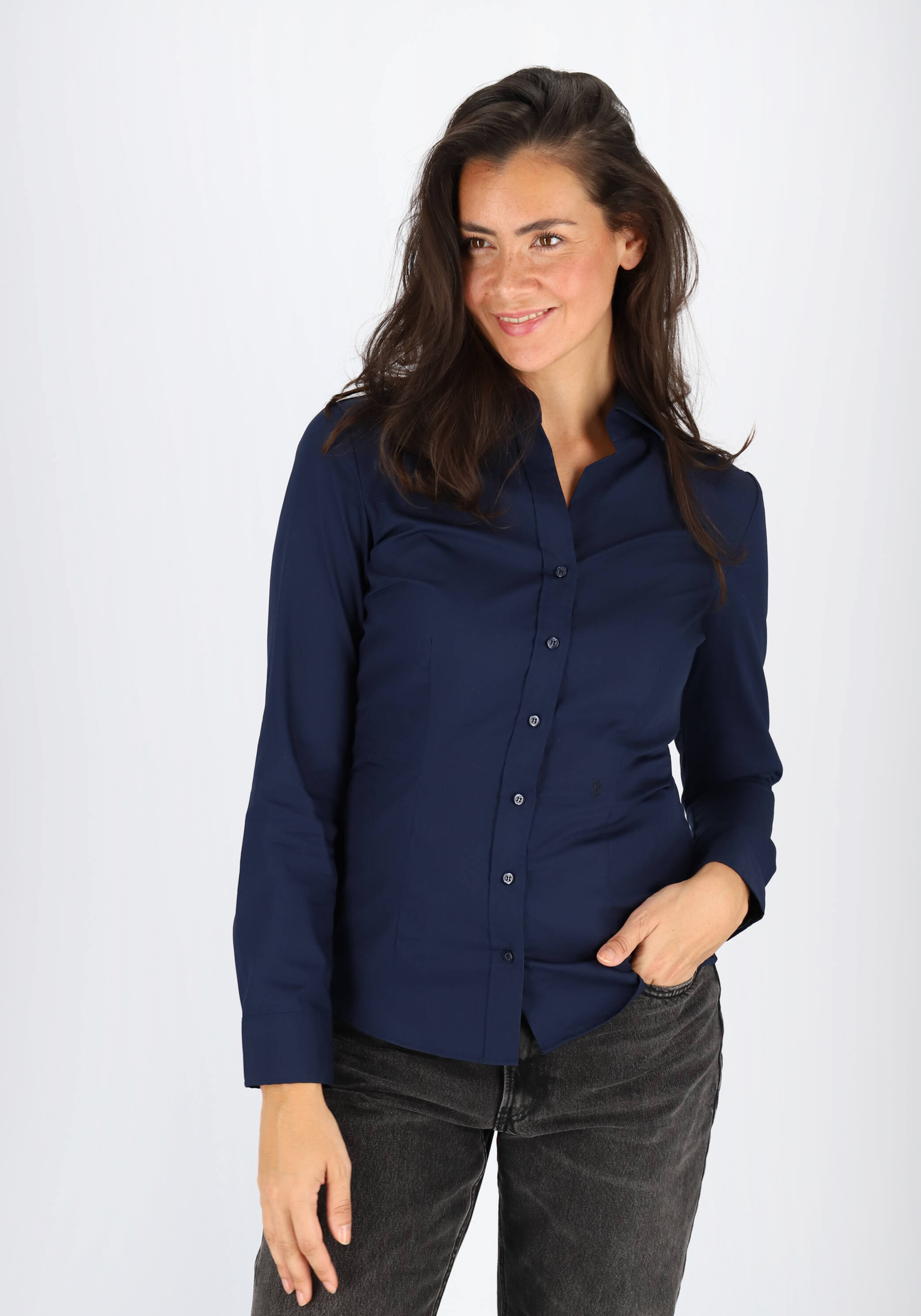 Seidensticker dames blouse regular fit, donkerblauw