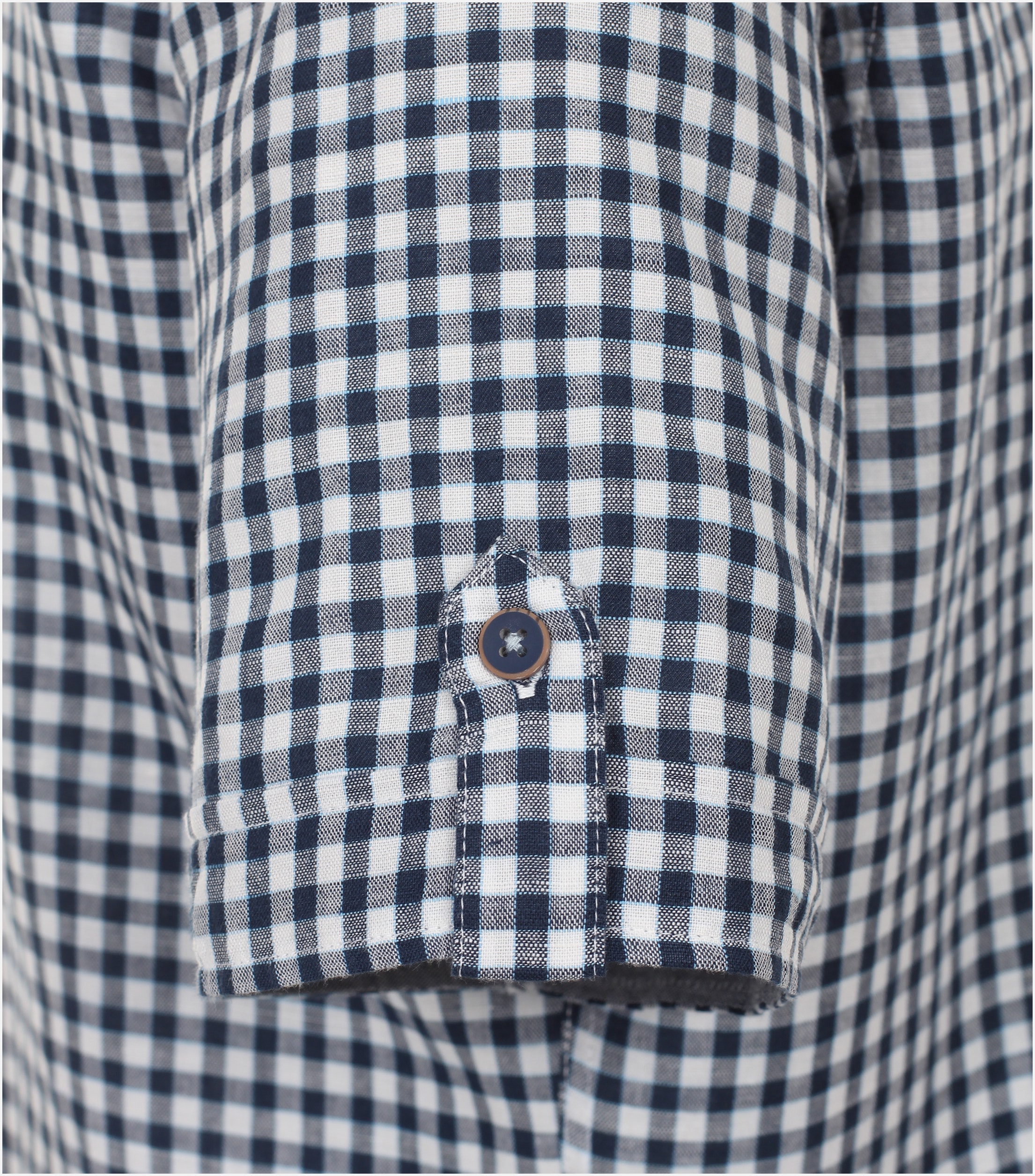 Redmond modern fit overhemd, korte mouw, popeline, blauw geruit