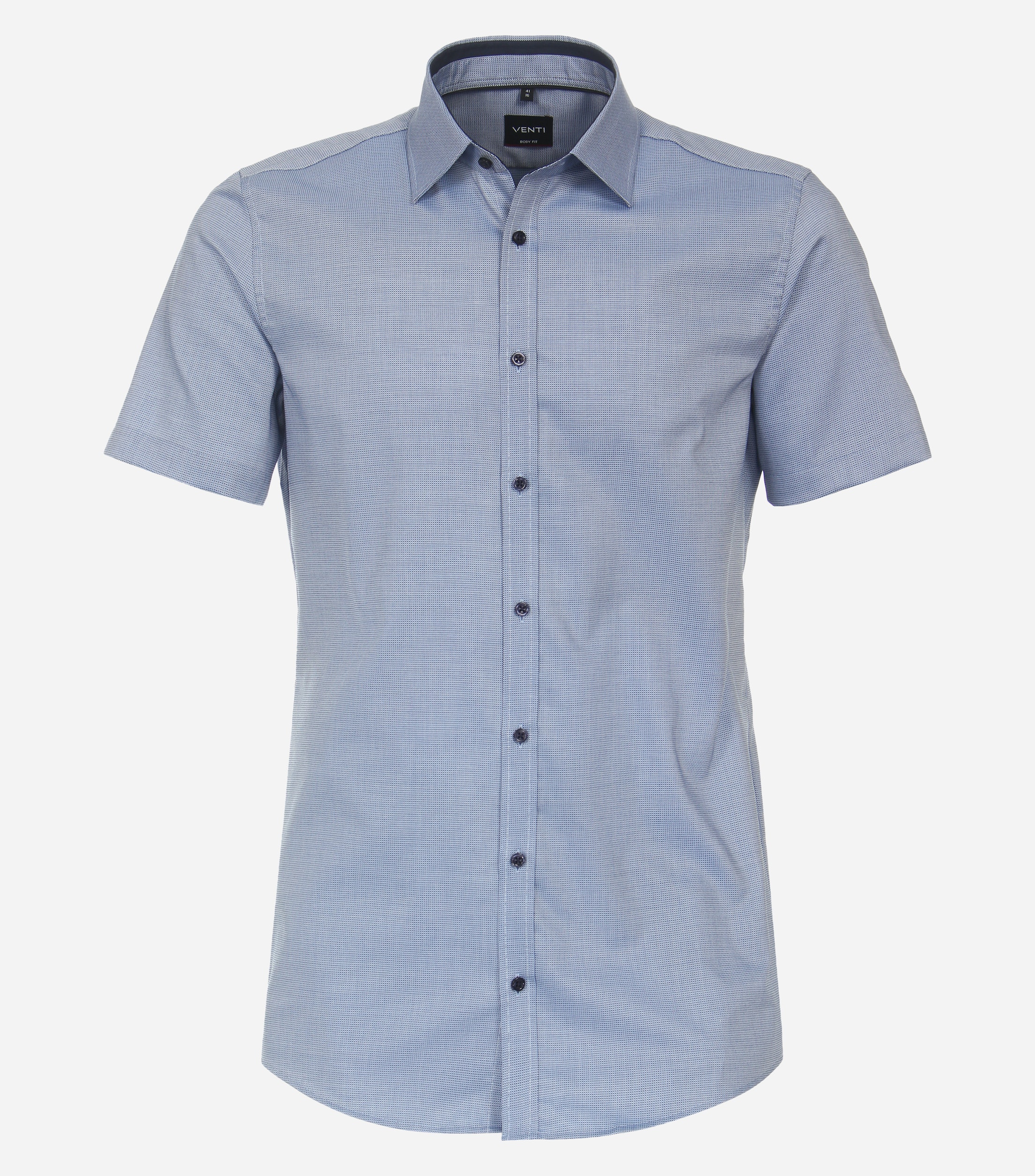 VENTI body fit overhemd, korte mouw, dobby, blauw