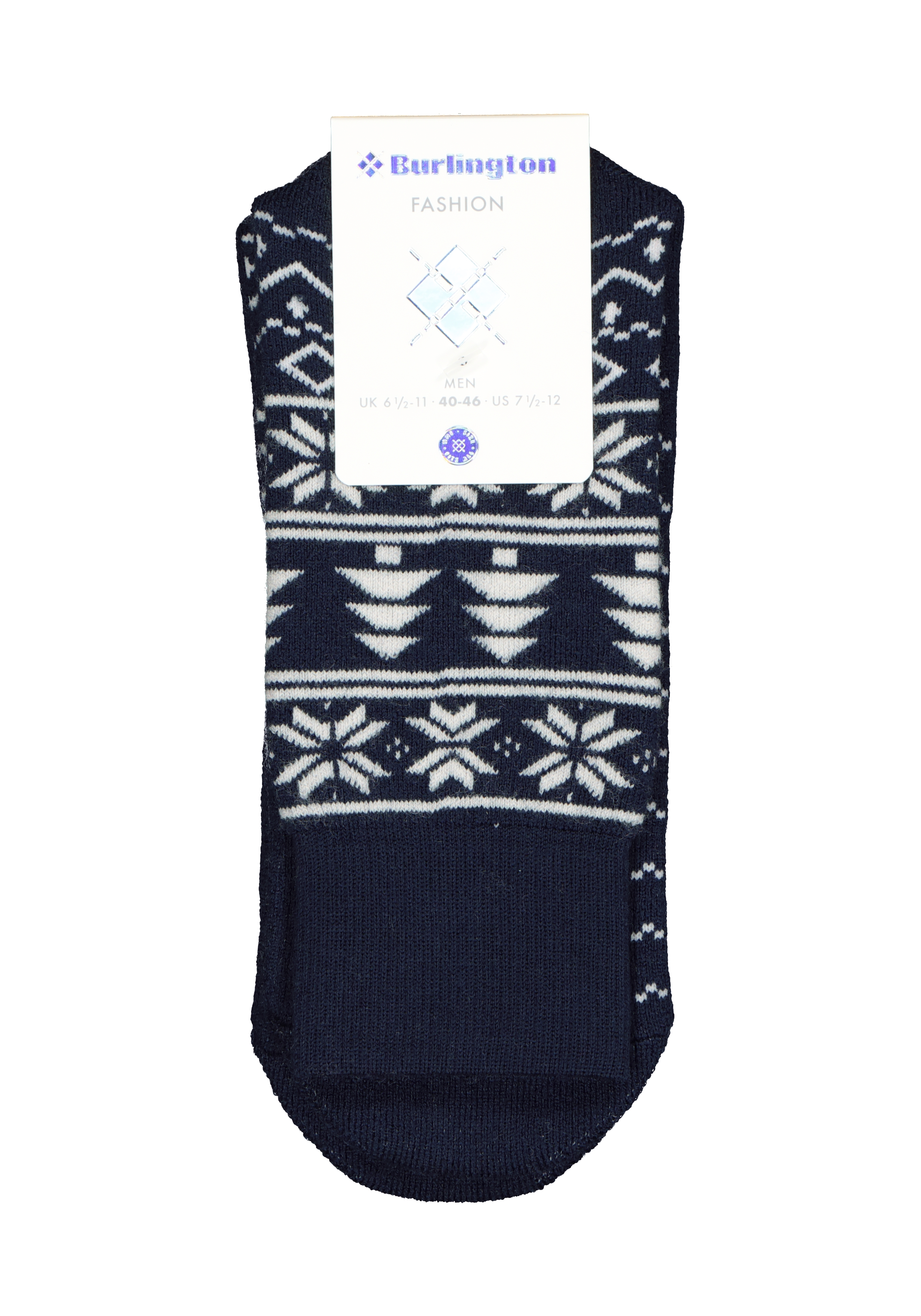 Burlington Homepads Fair Isle, huissokken winter, blauw met wit