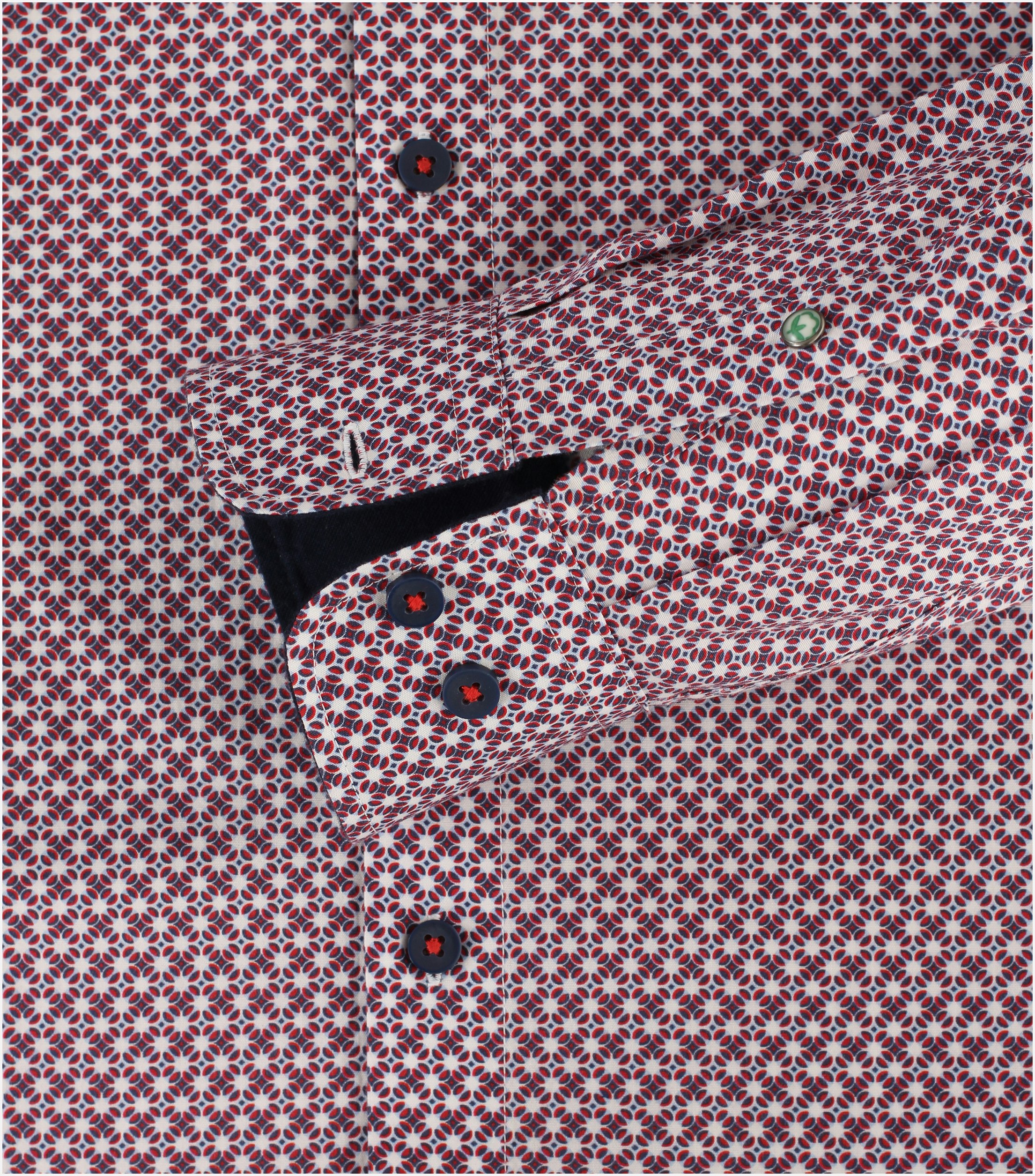 Redmond comfort fit overhemd, popeline, rood dessin