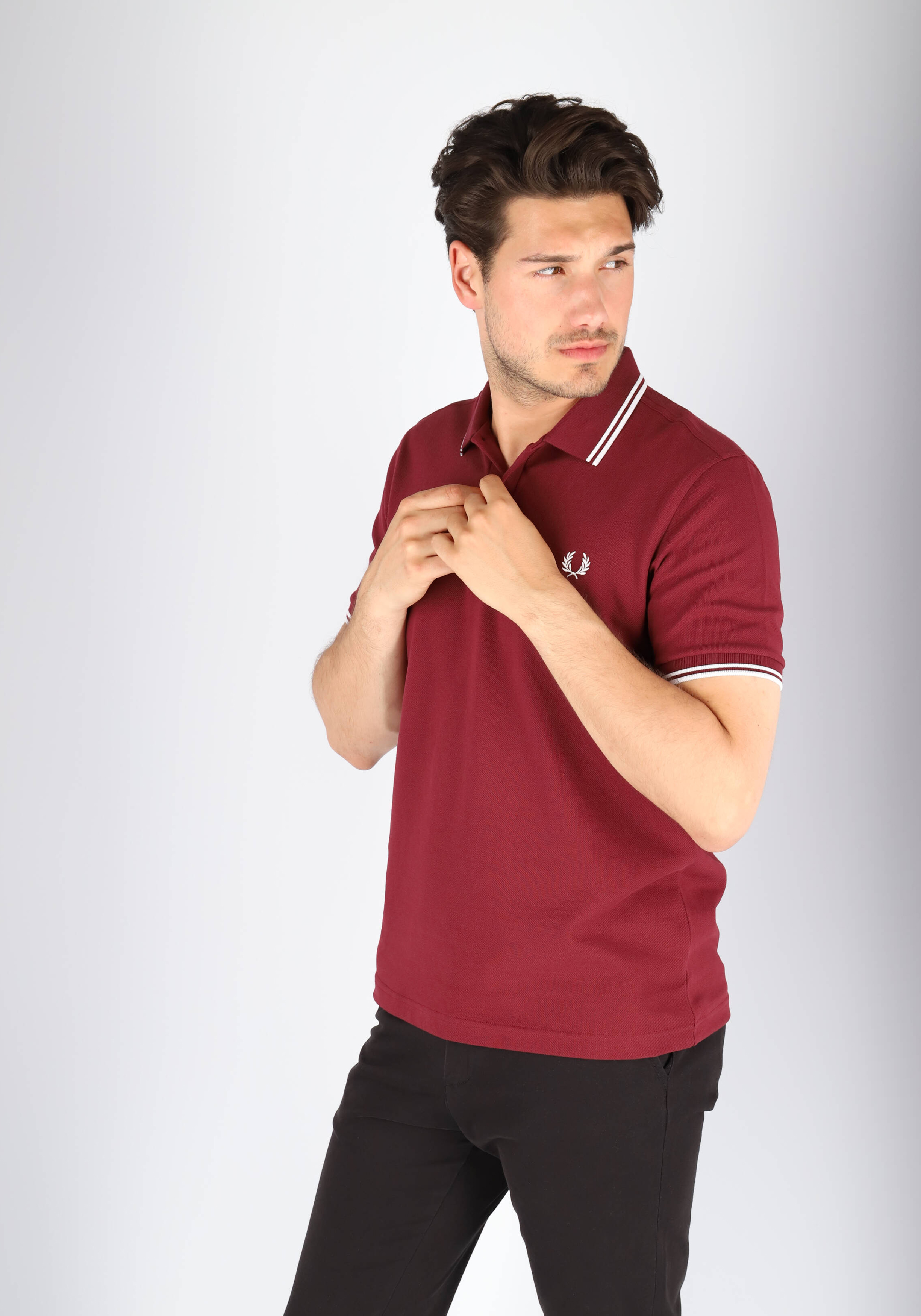 Fred Perry M3600 polo twin tipped shirt, heren polo Port / White / White