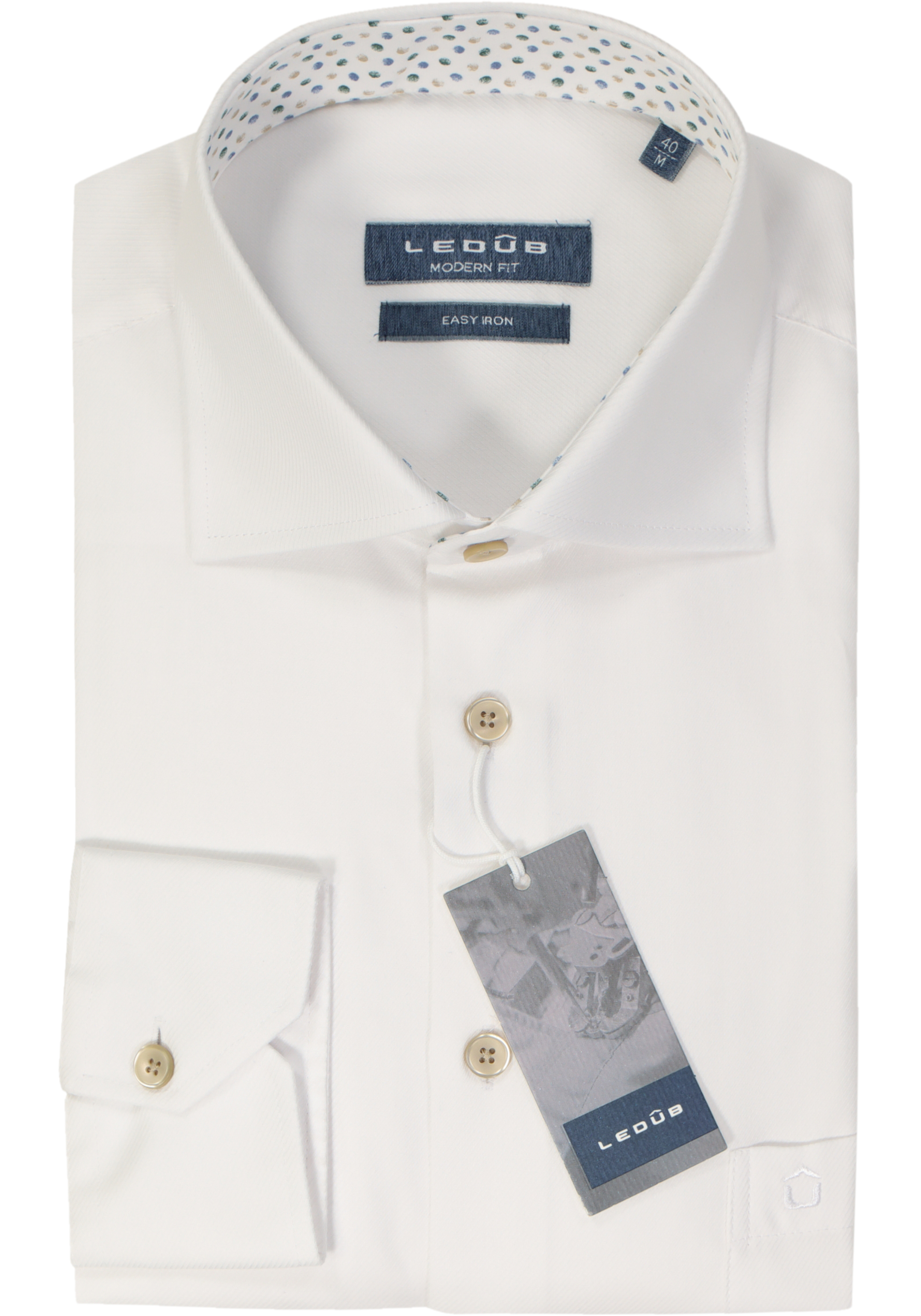 Ledub modern fit overhemd, wit