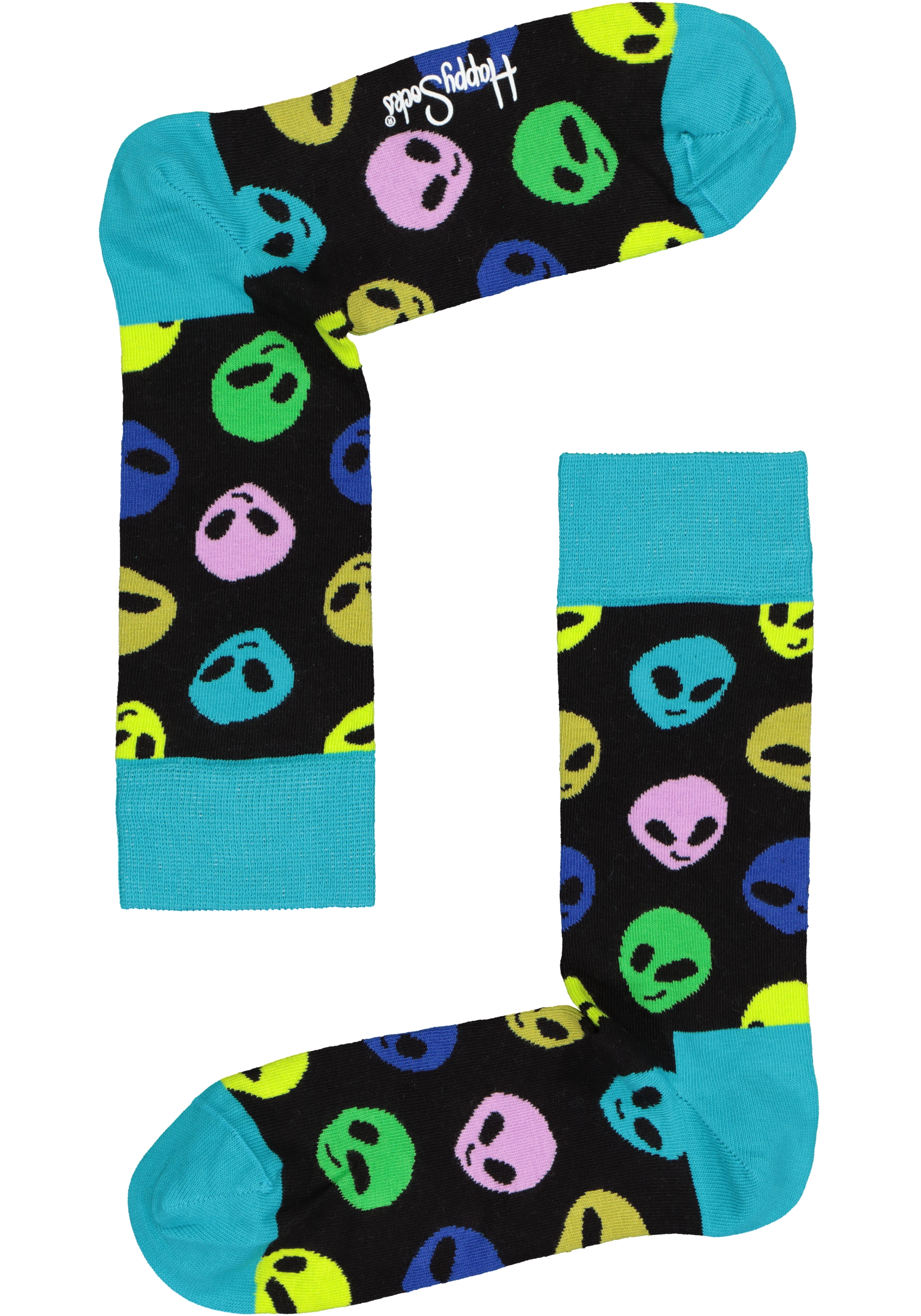 Happy Socks Alien Sock, zwart met ruimte mannetjes