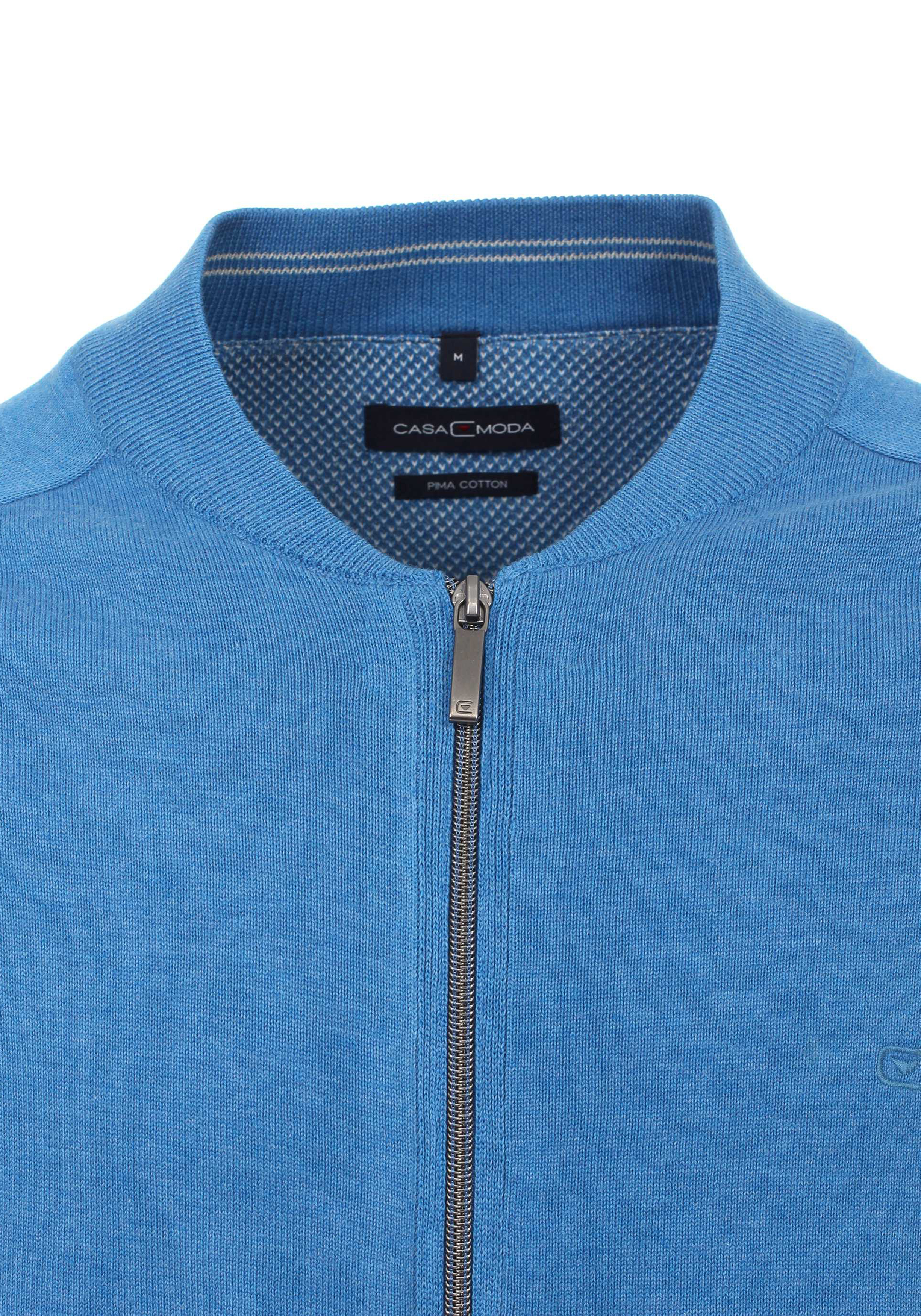 CASA MODA heren vest katoen, met rits, kobalt blauw
