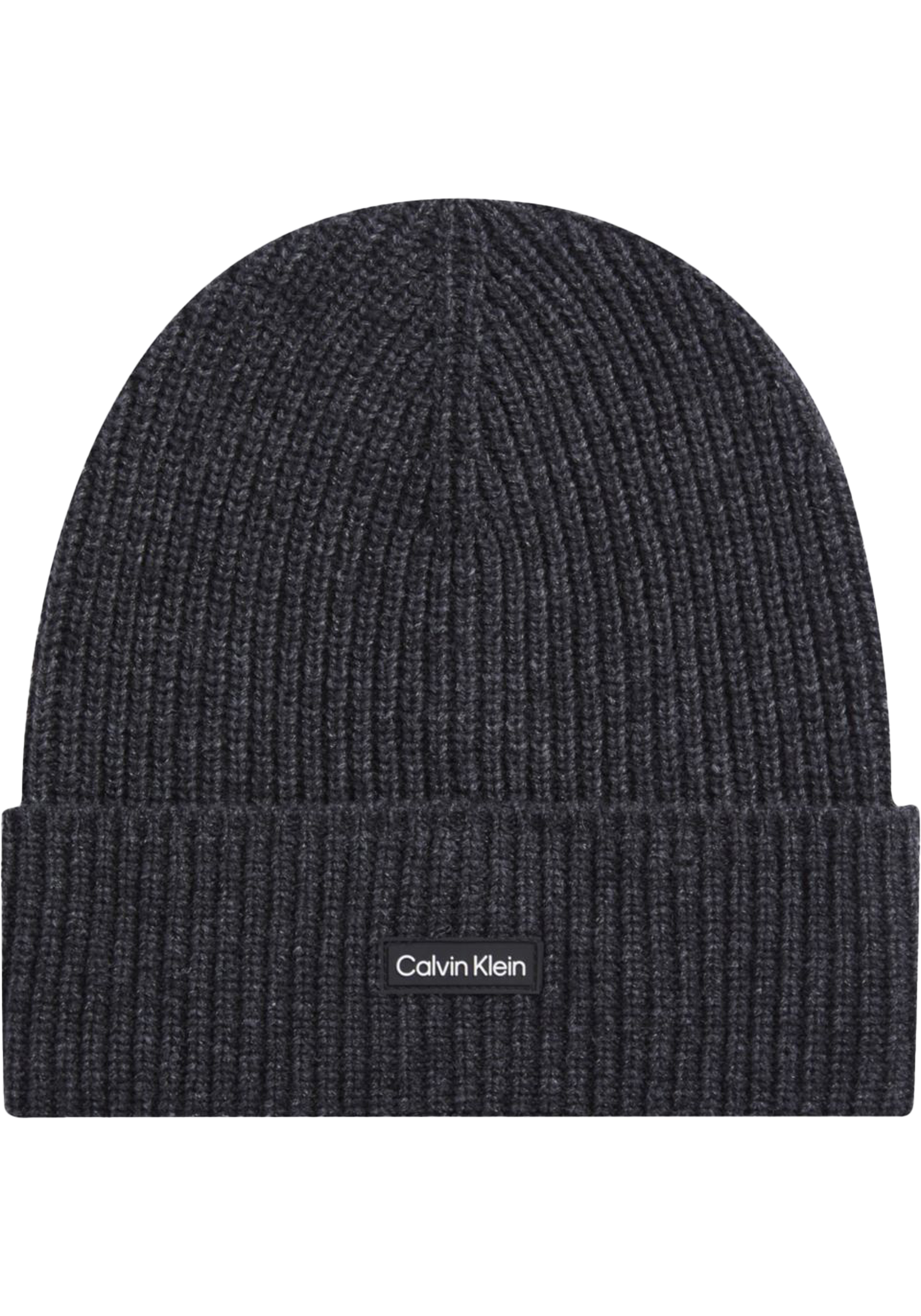 Calvin Klein muts, daddy wool beanie, donkergrijs