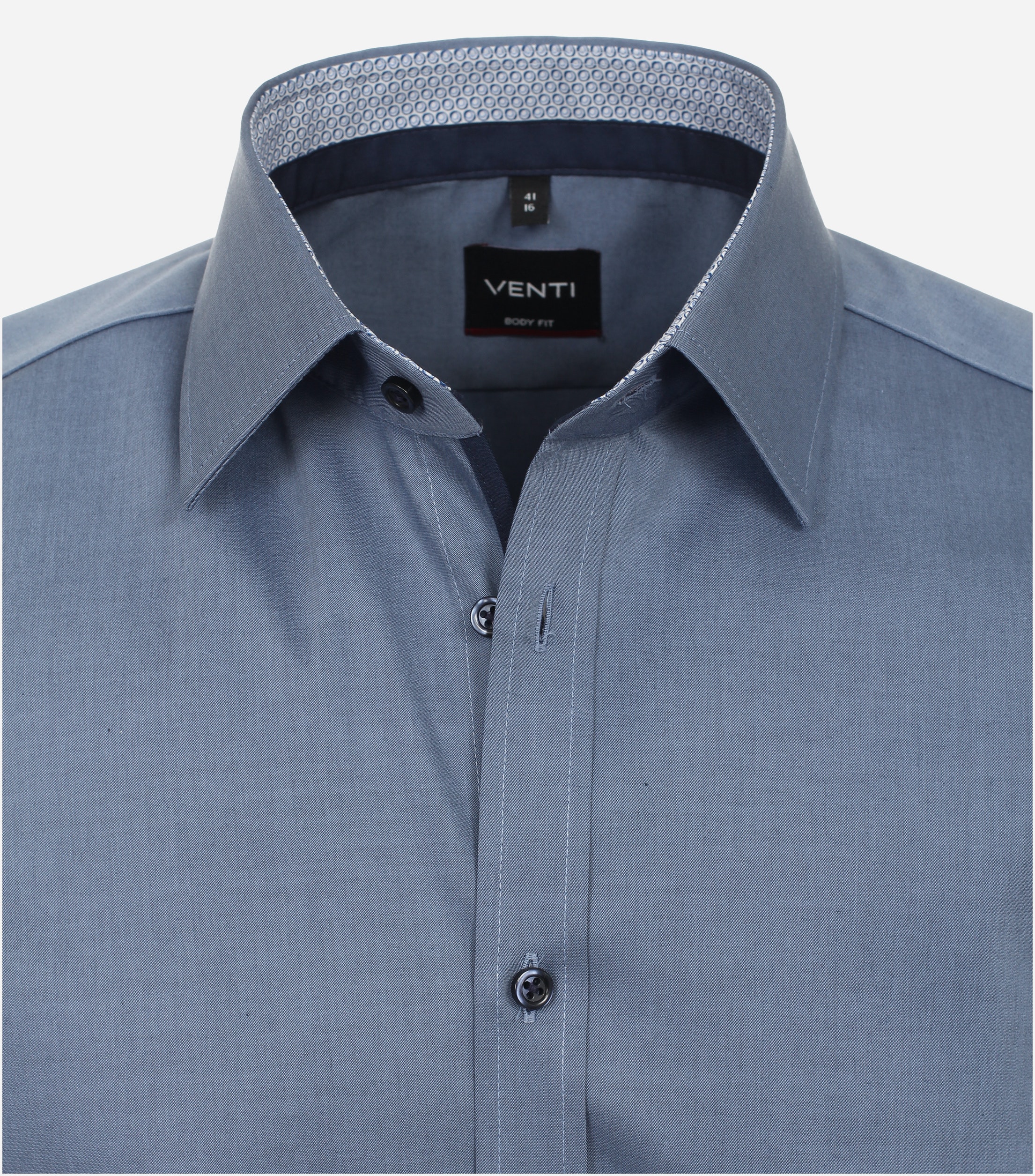 VENTI body fit overhemd, korte mouw, popeline, blauw