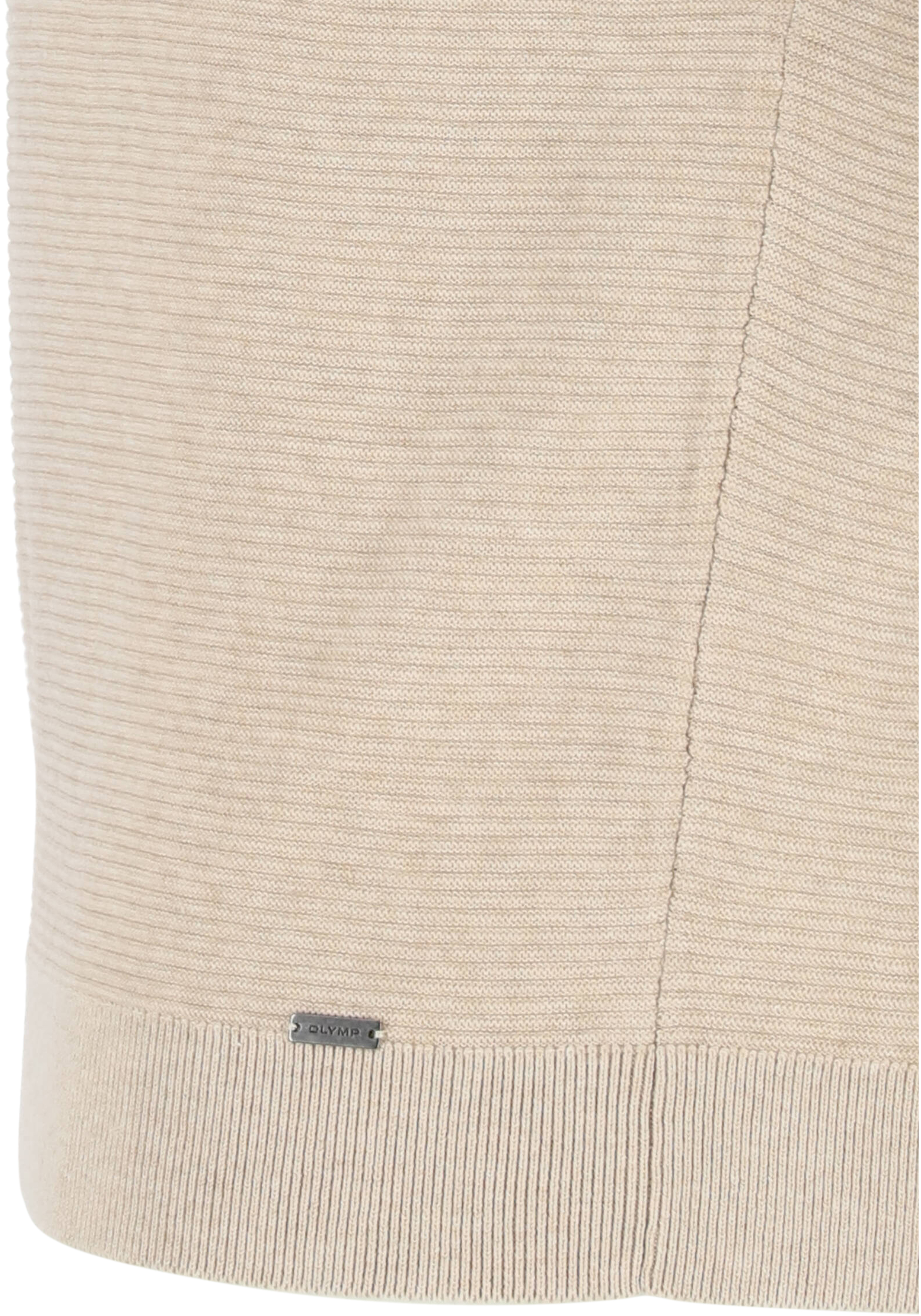 OLYMP modern fit trui katoen, structuur, O-hals, beige