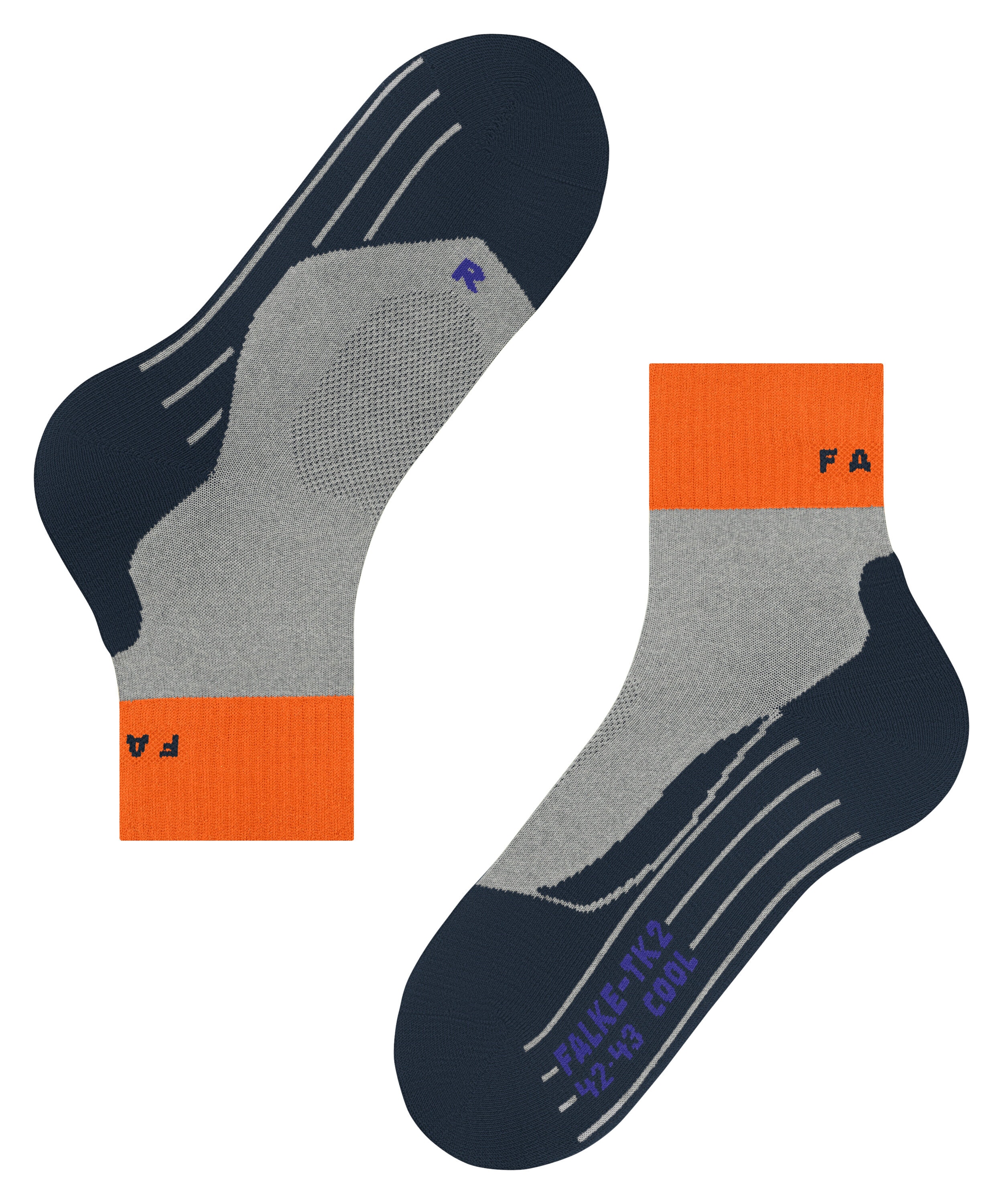 FALKE TK2 Explore Cool Short heren trekking sokken kort, grijs (lightgrey)