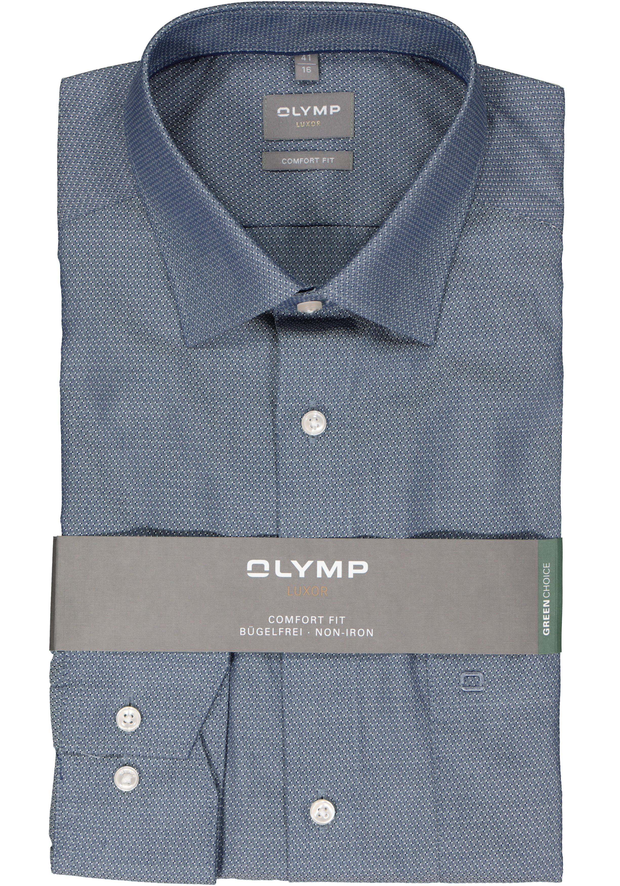 OLYMP comfort fit overhemd, structuur, marine blauw