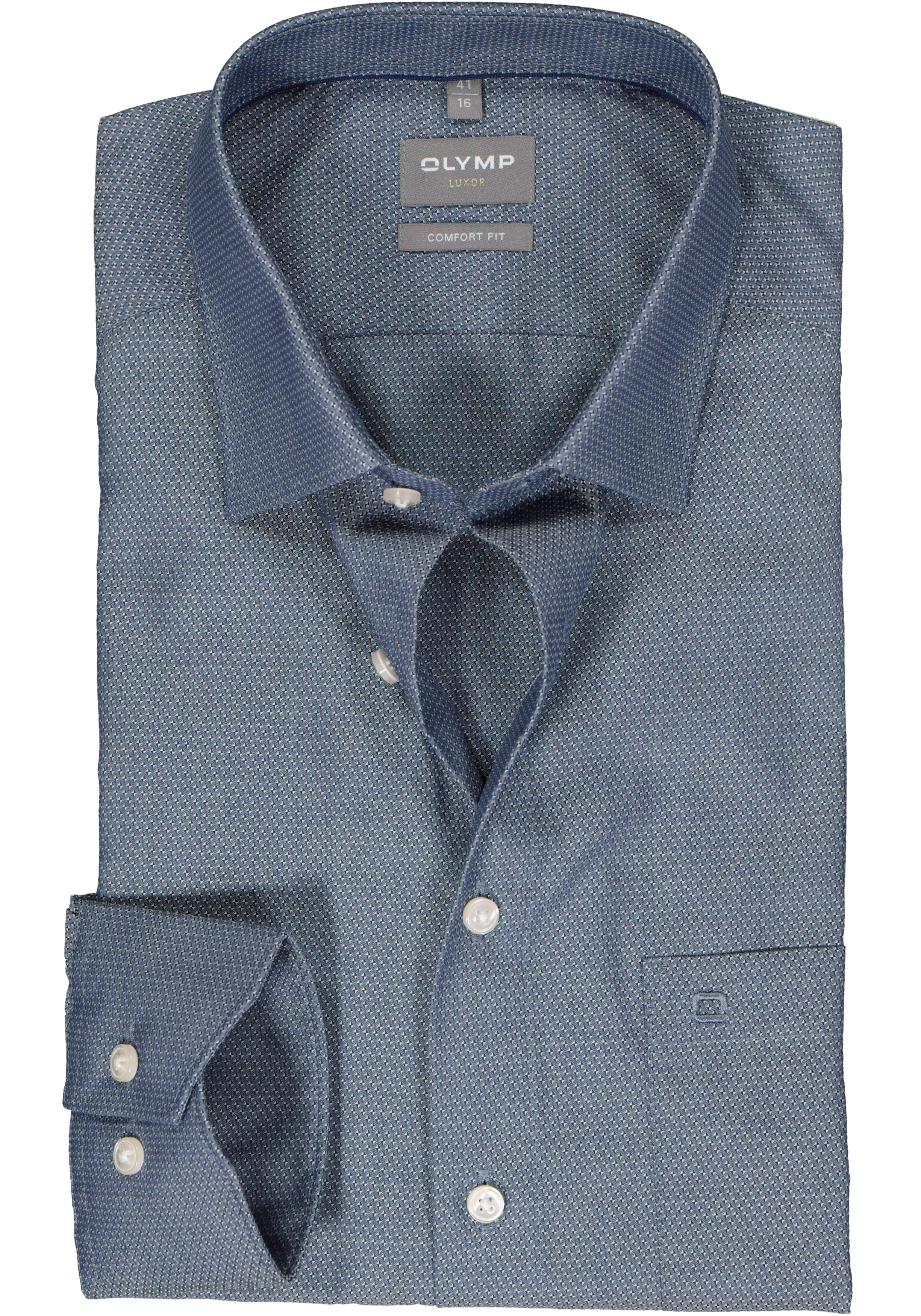 OLYMP comfort fit overhemd, structuur, marine blauw