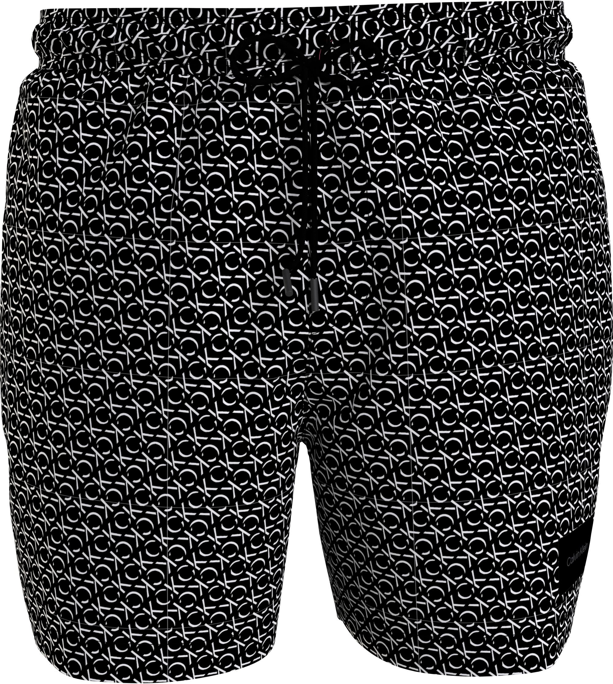 Calvin Klein Medium Drawstring swimshort, heren zwembroek, zwart-wit logo dessin