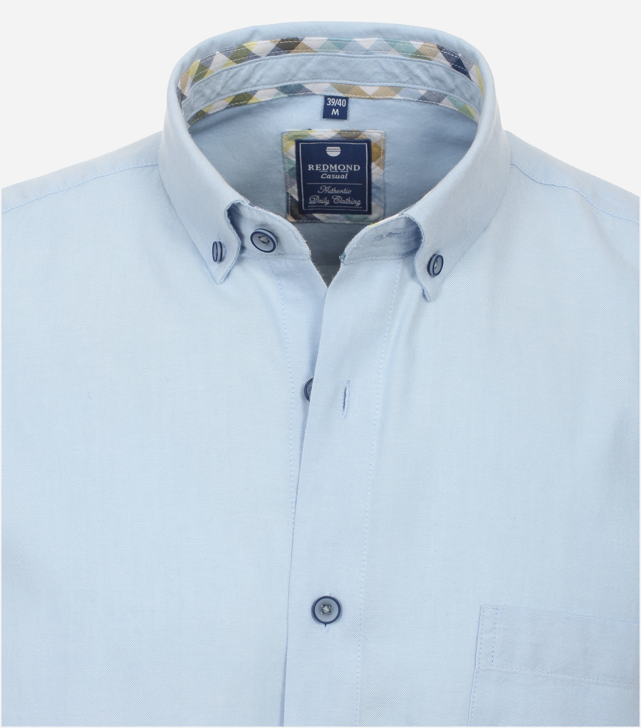 Redmond comfort fit overhemd, korte mouw, popeline, blauw